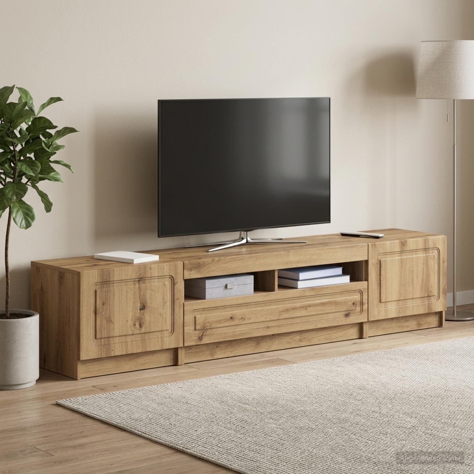 5-teiliges LED TV Schrank Artisan-Eiche Holzwerkstoff