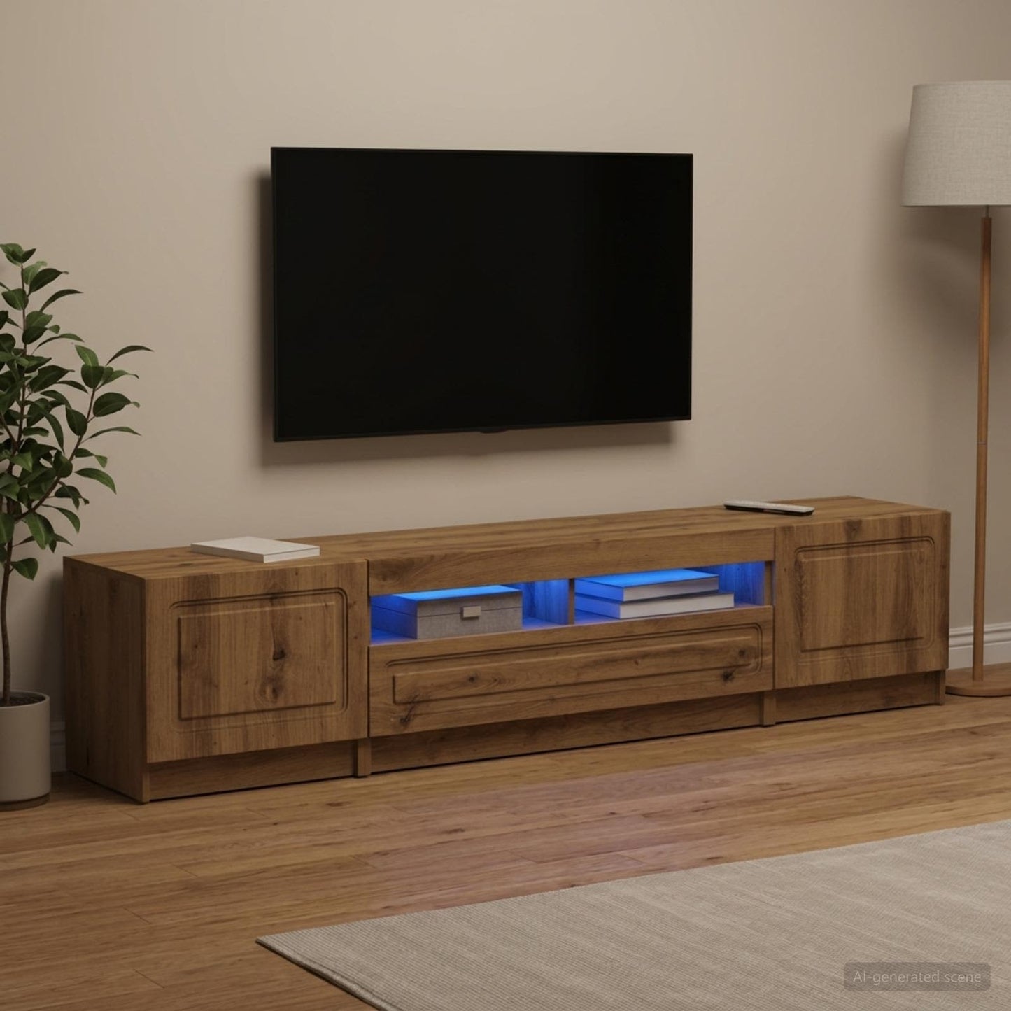 5-teiliges LED TV Schrank Artisan-Eiche Holzwerkstoff