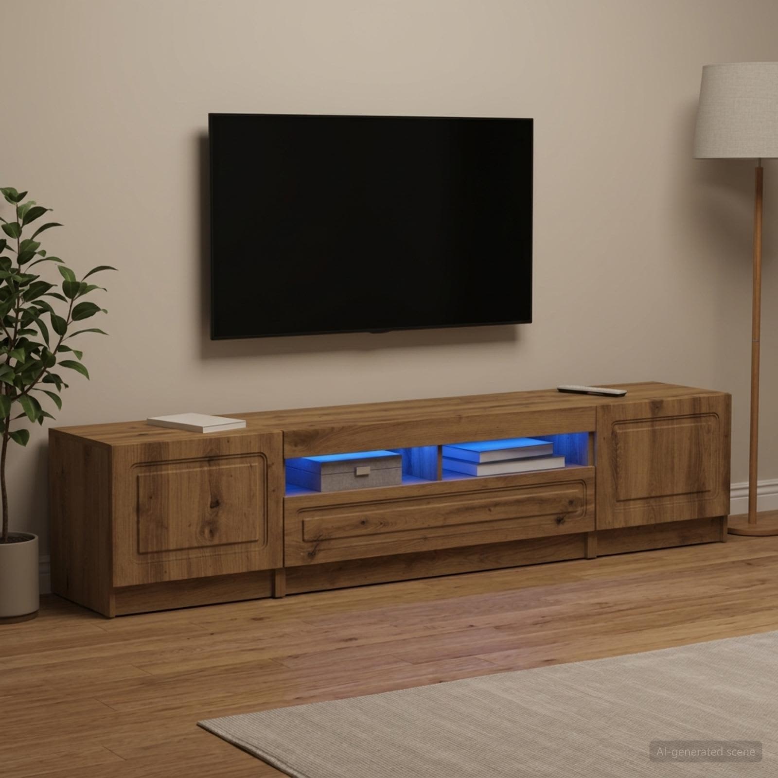 5-teiliges LED TV Schrank Artisan-Eiche Holzwerkstoff