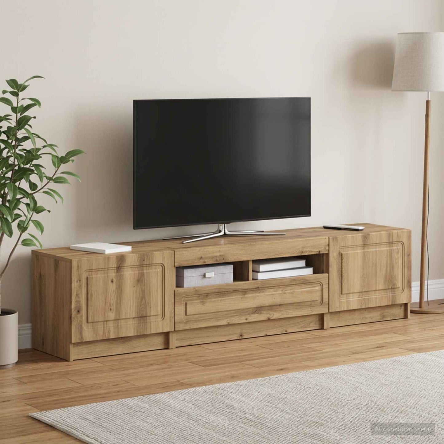 5-teiliges LED TV Schrank Artisan-Eiche Holzwerkstoff