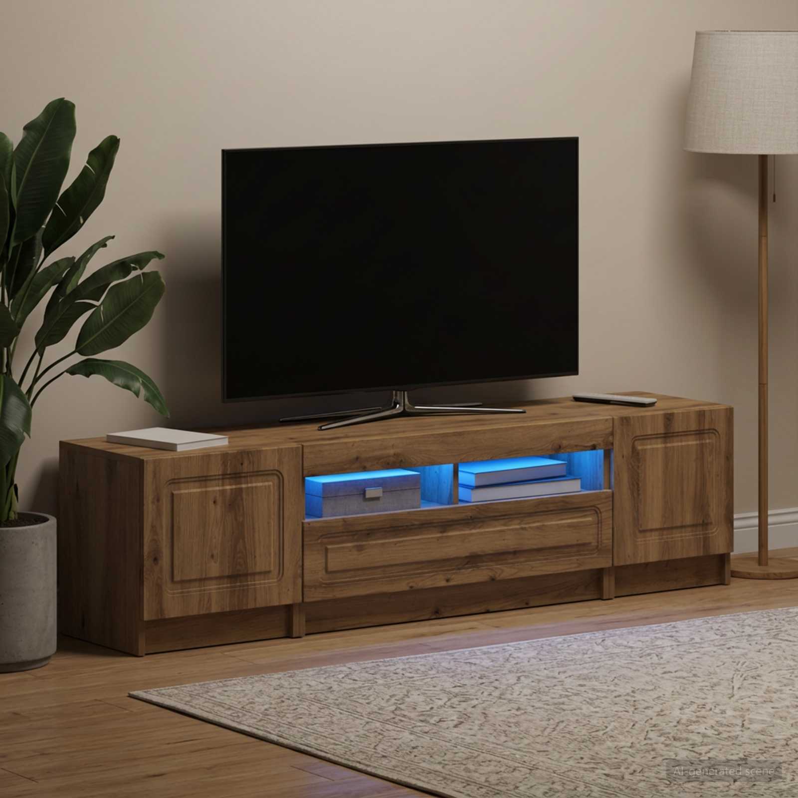 5-teiliges LED TV Schrank Artisan-Eiche Holzwerkstoff