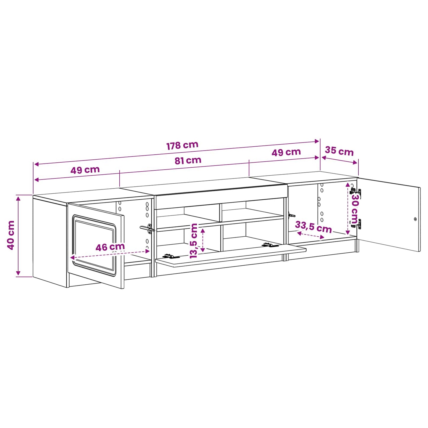 5-teiliges LED TV Schrank Artisan-Eiche Holzwerkstoff