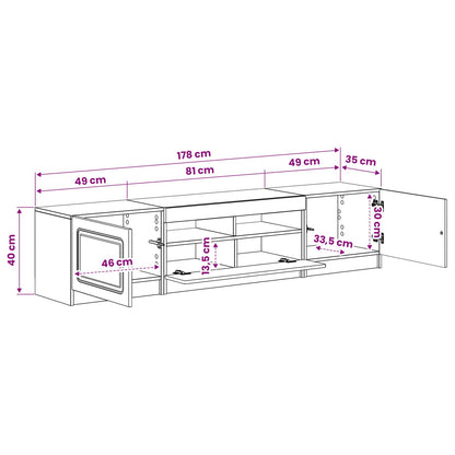 LED-TV-Schrank UTRECHT 3 stk. Artisan-Eiche Holzwerkstoff