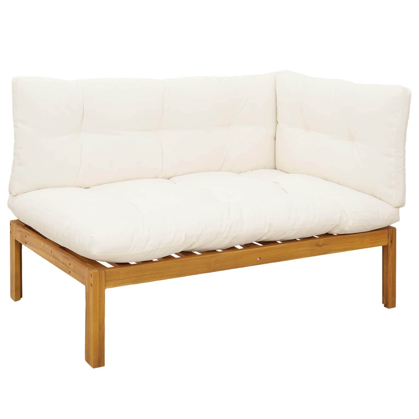 Gartenecksofa Natürlich und Cremweiß Akazienholz
