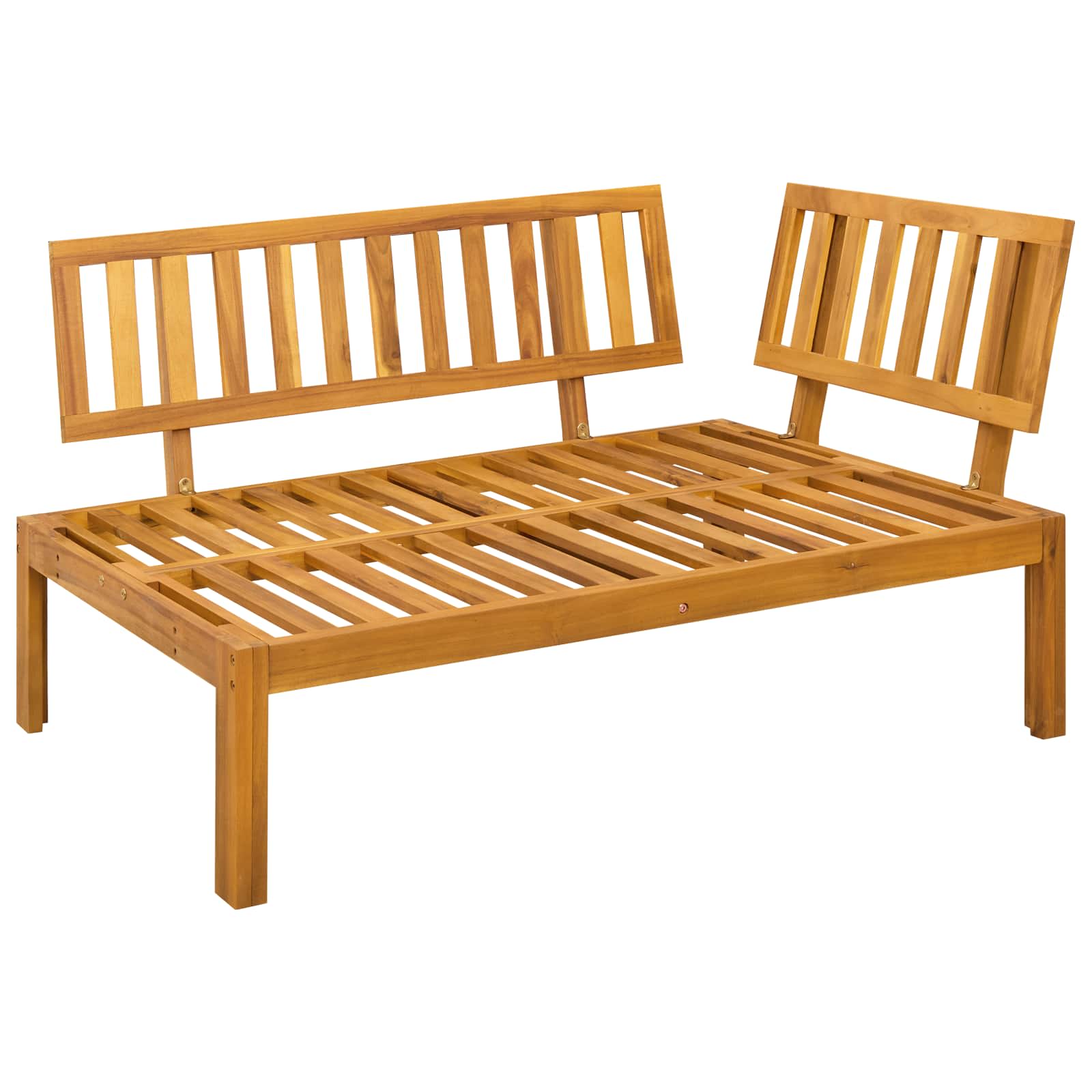 Gartenecksofa Natürlich und Cremweiß Akazienholz