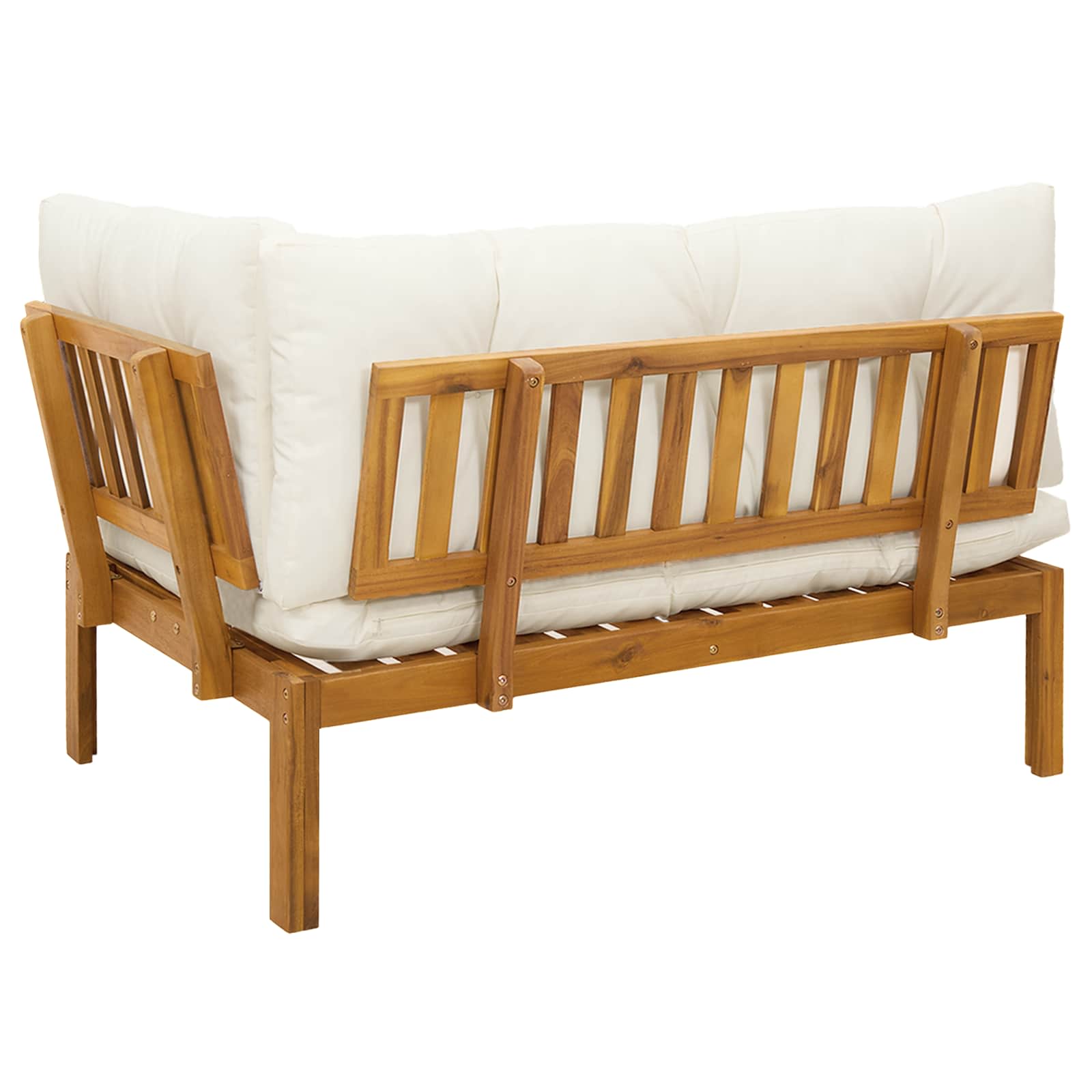 Gartenecksofa Natürlich und Cremweiß Akazienholz