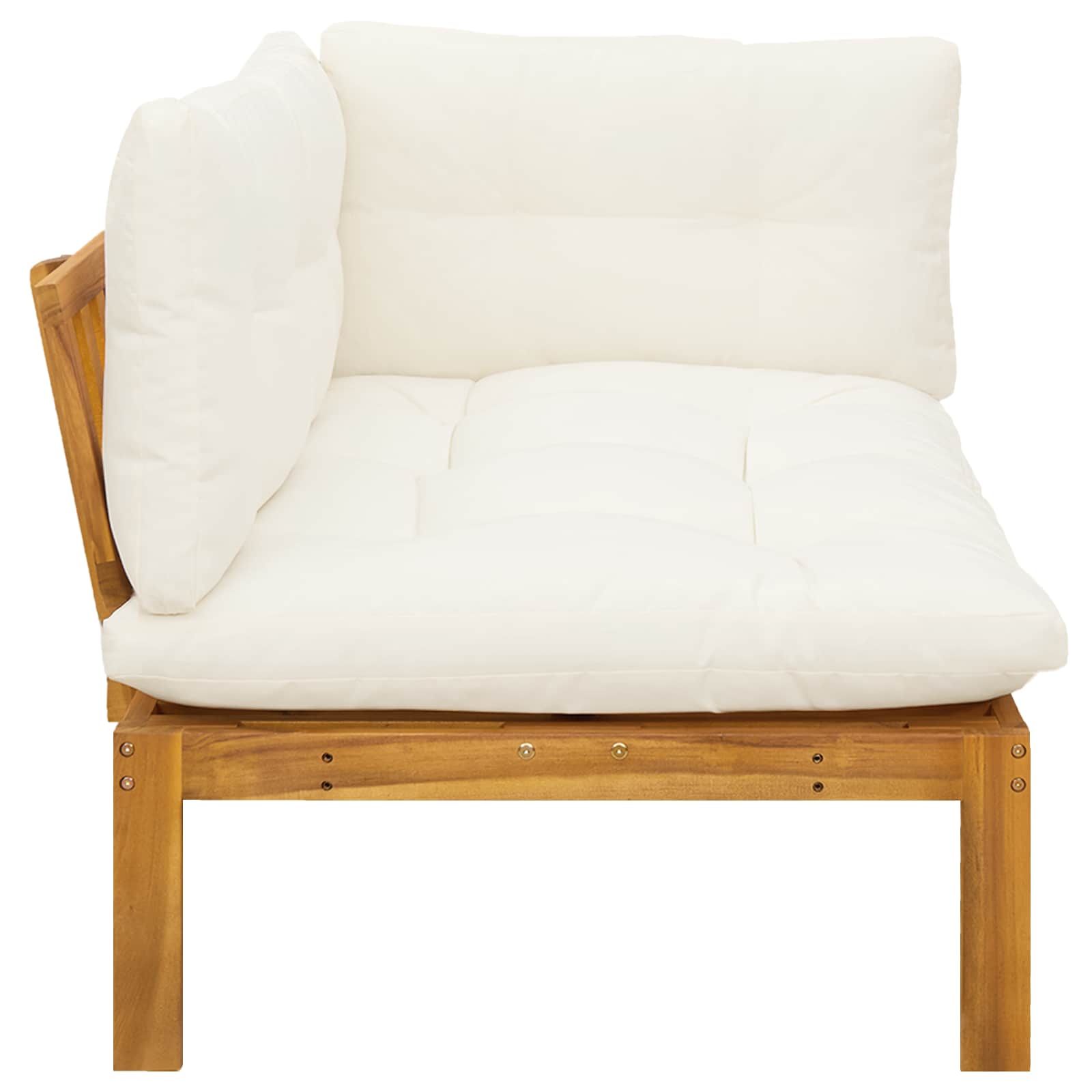 Gartenecksofa Natürlich und Cremweiß Akazienholz