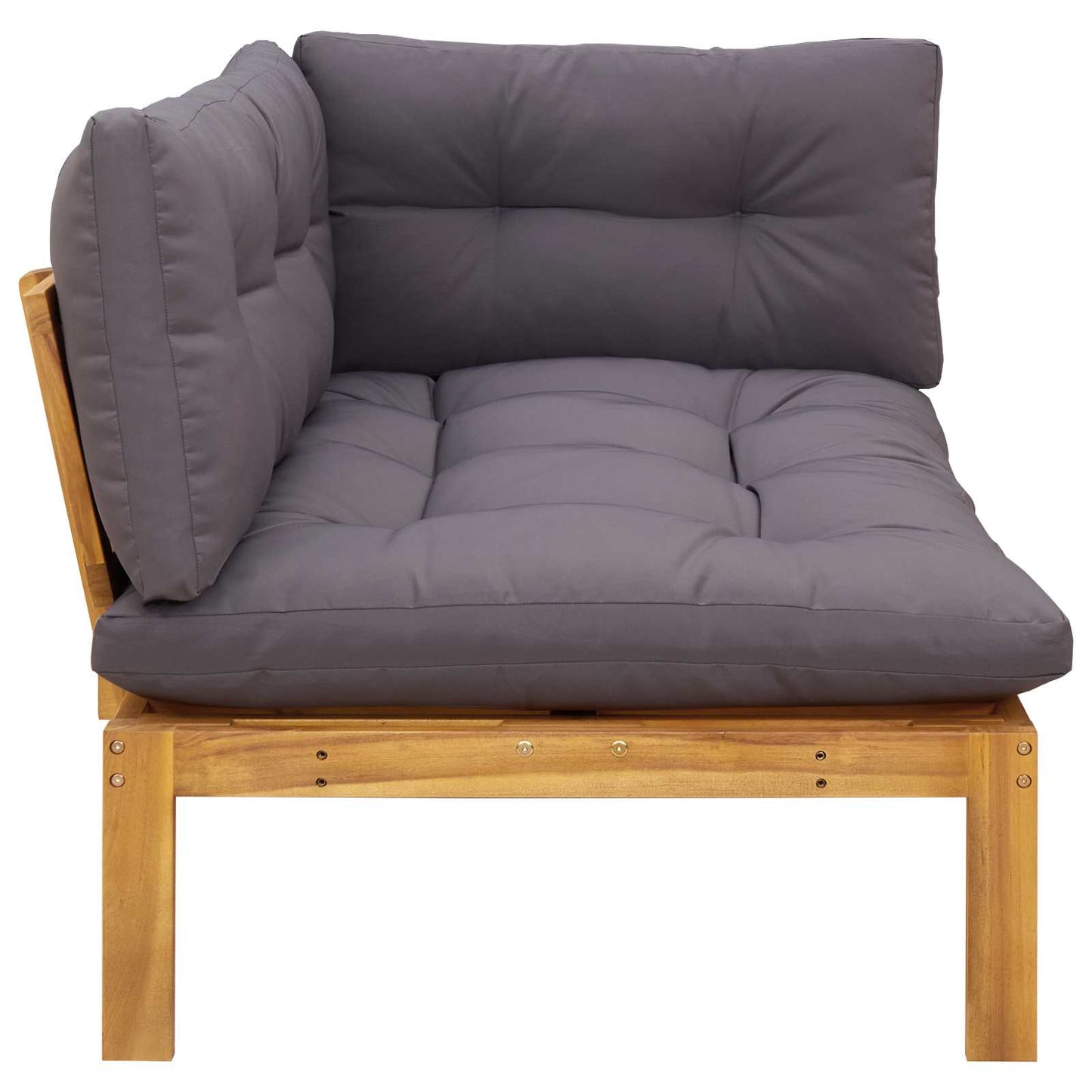 Ecksofa Einheit Natürlich und Dunkelgrau Akazienholz