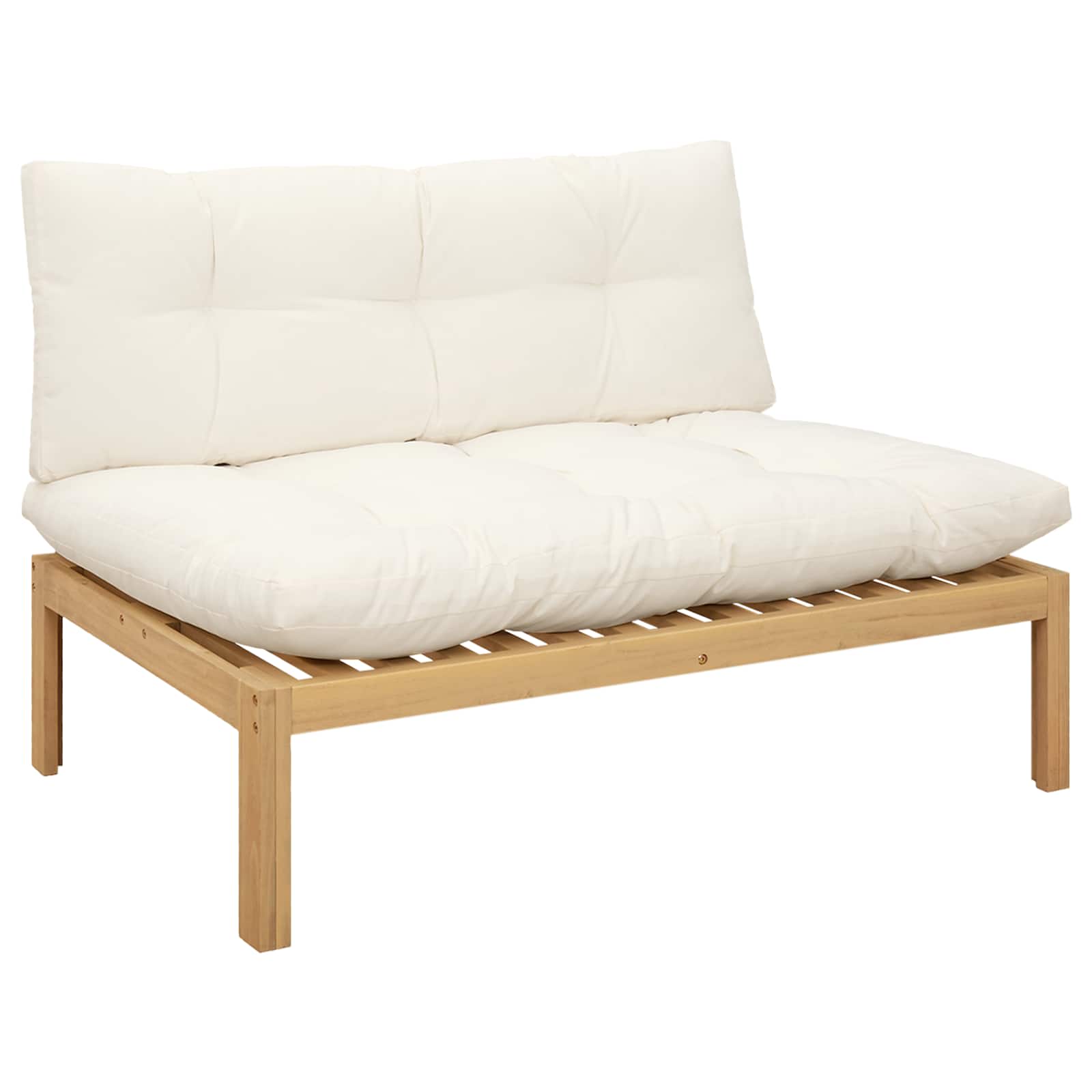 Mittelsofa Einheit Helles Akazie und cremeweiß Akazienholz