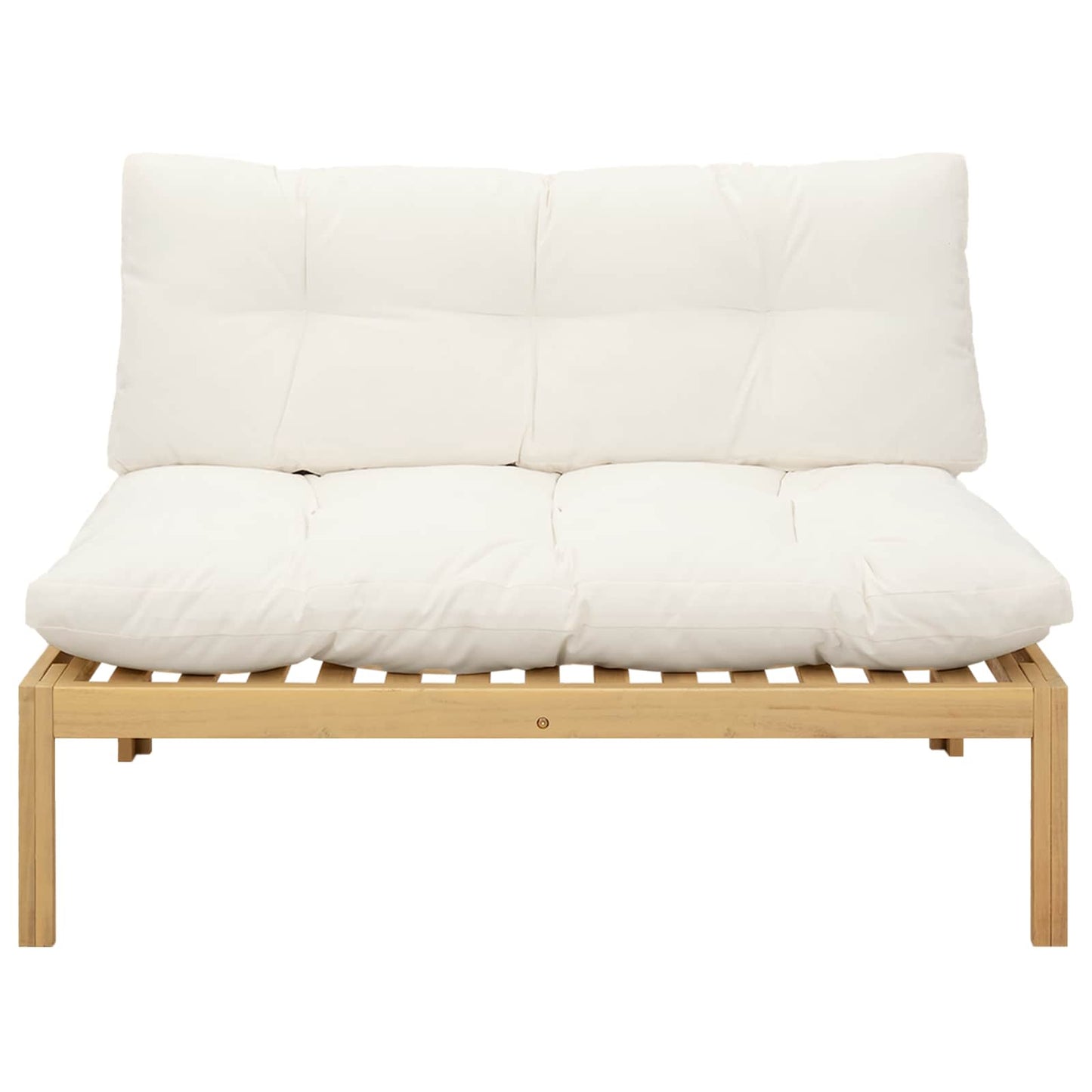 Mittelsofa Einheit Helles Akazie und cremeweiß Akazienholz