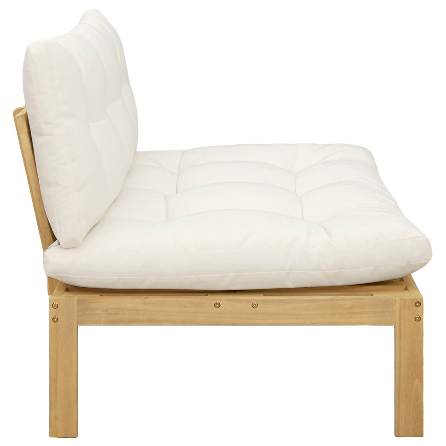 Mittelsofa Einheit Helles Akazie und cremeweiß Akazienholz