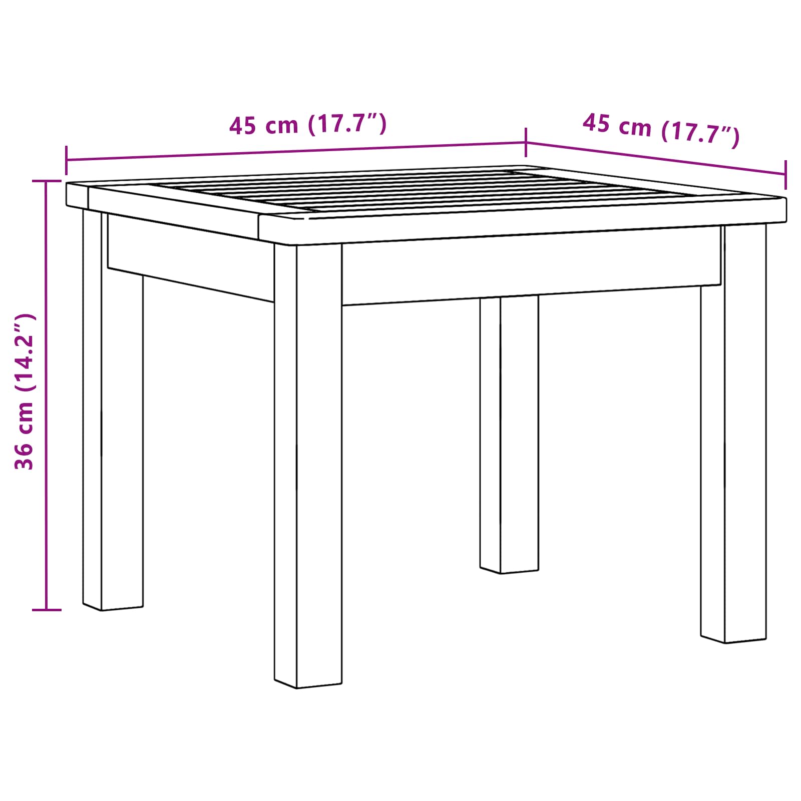 Couchtisch Helles Akazienholz 45 x 45 x 36 cm Massivholz Akazie