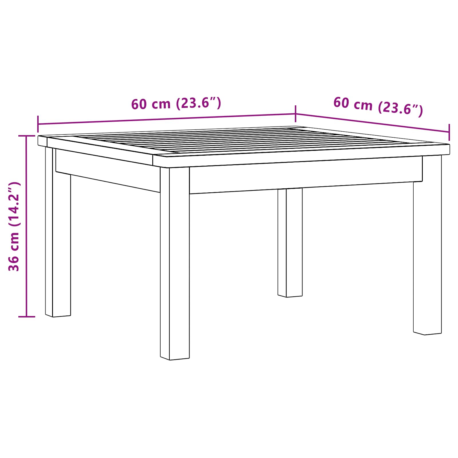 Couchtisch Helles Akazienholz 60 x 60 x 36 cm Massivholz Akazie