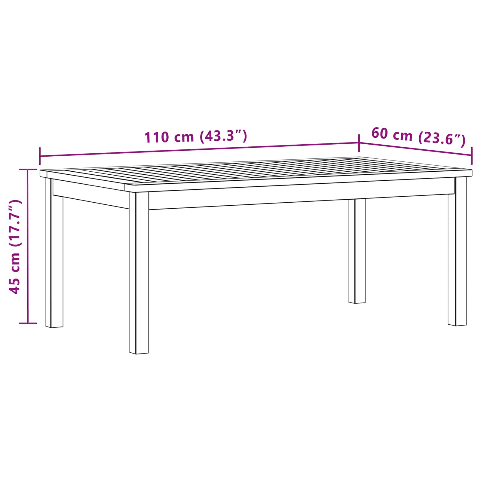 Couchtisch Helles Akazienholz 110 x 60 x 45 cm