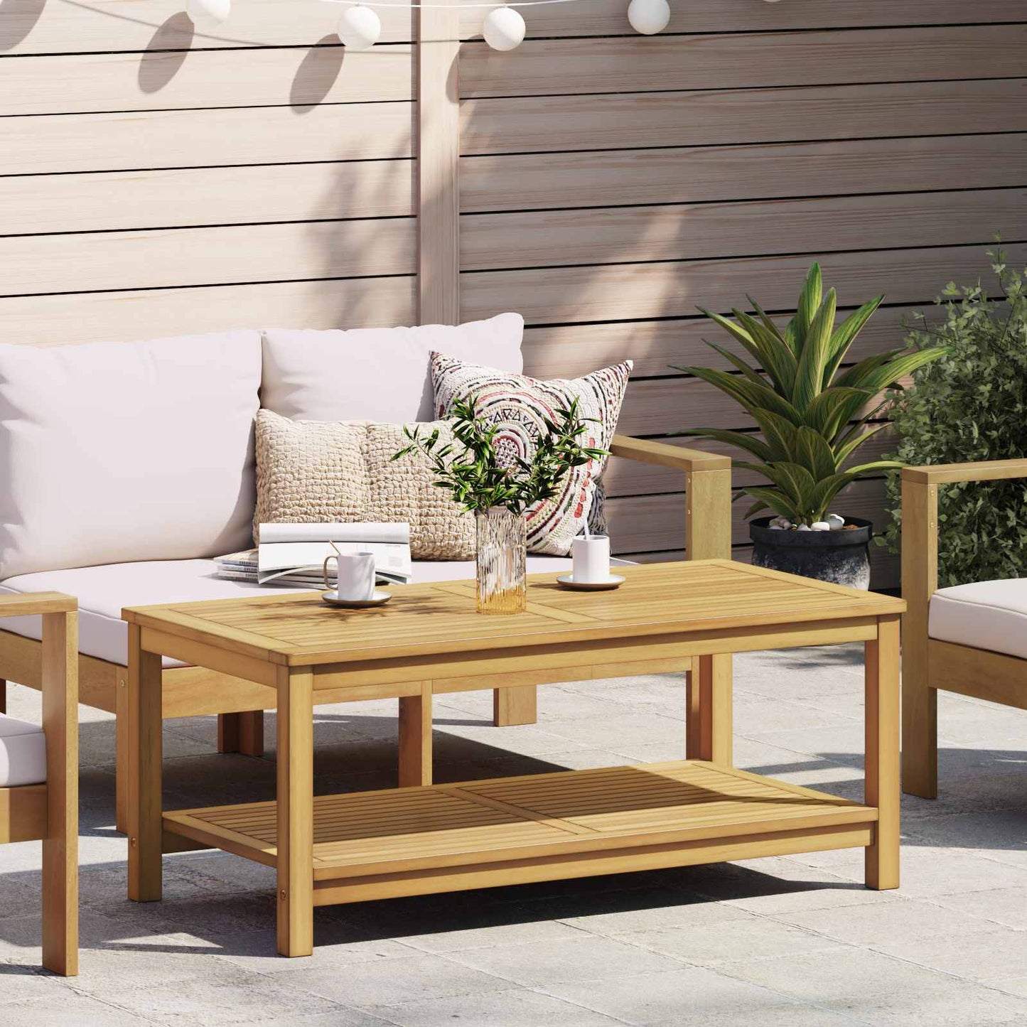 Beistelltisch Öl-Natur 110 x 55 x 45 cm Massivholz Akazie