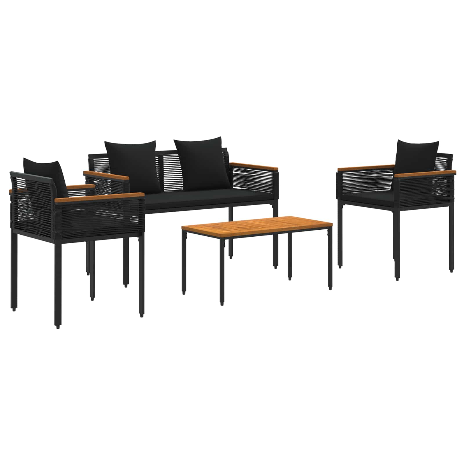Gartenmöbel Set 4 stk. Schwarz Poly-Rattan