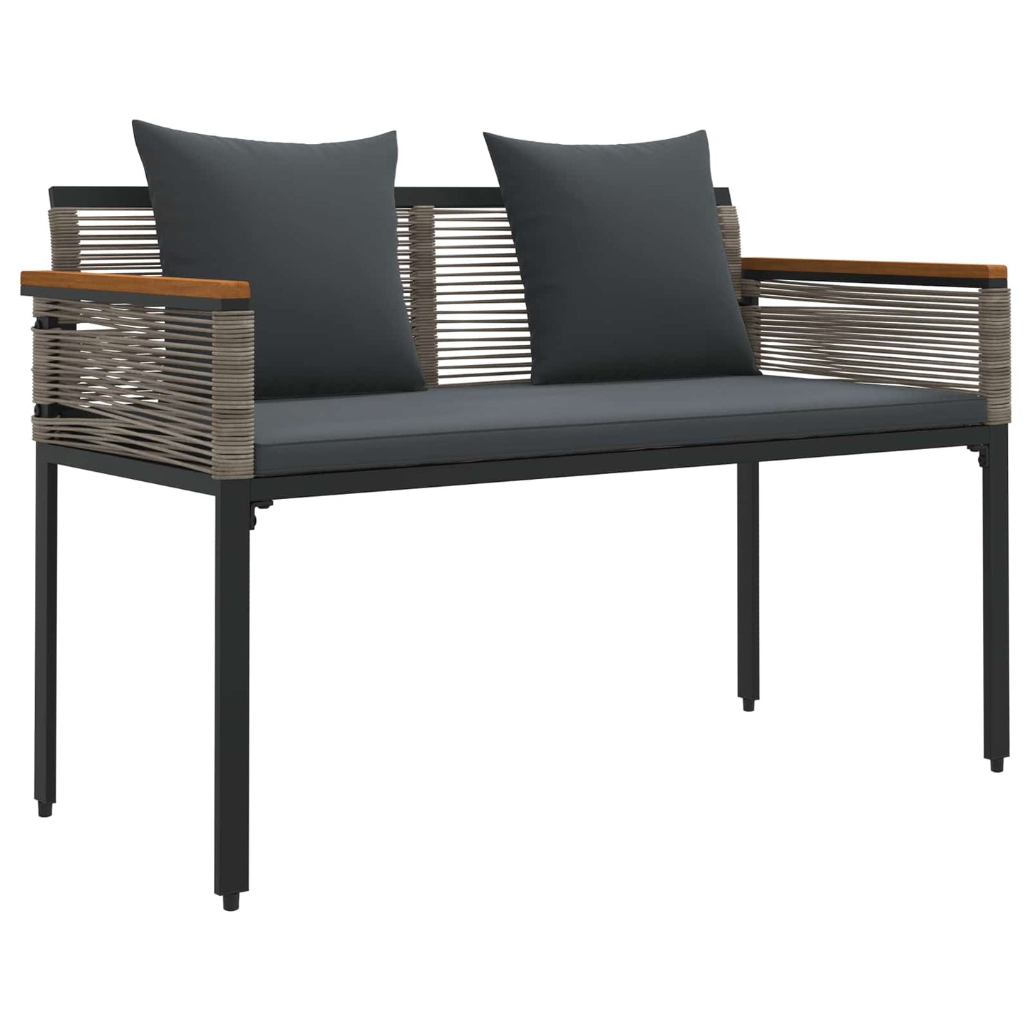 Gartenmöbel Set mit Kissen Grau und Dunkelgrau Poly-Rattan