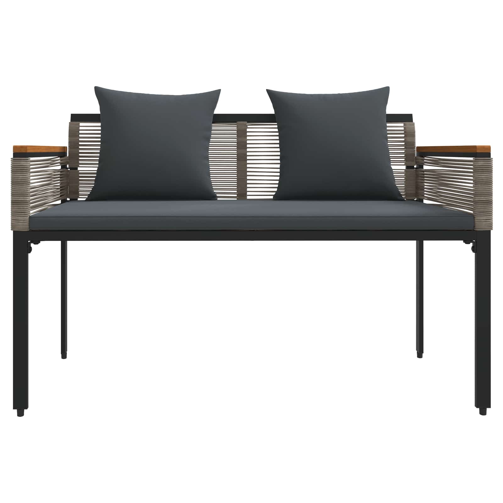 Gartenmöbel Set mit Kissen Grau und Dunkelgrau Poly-Rattan