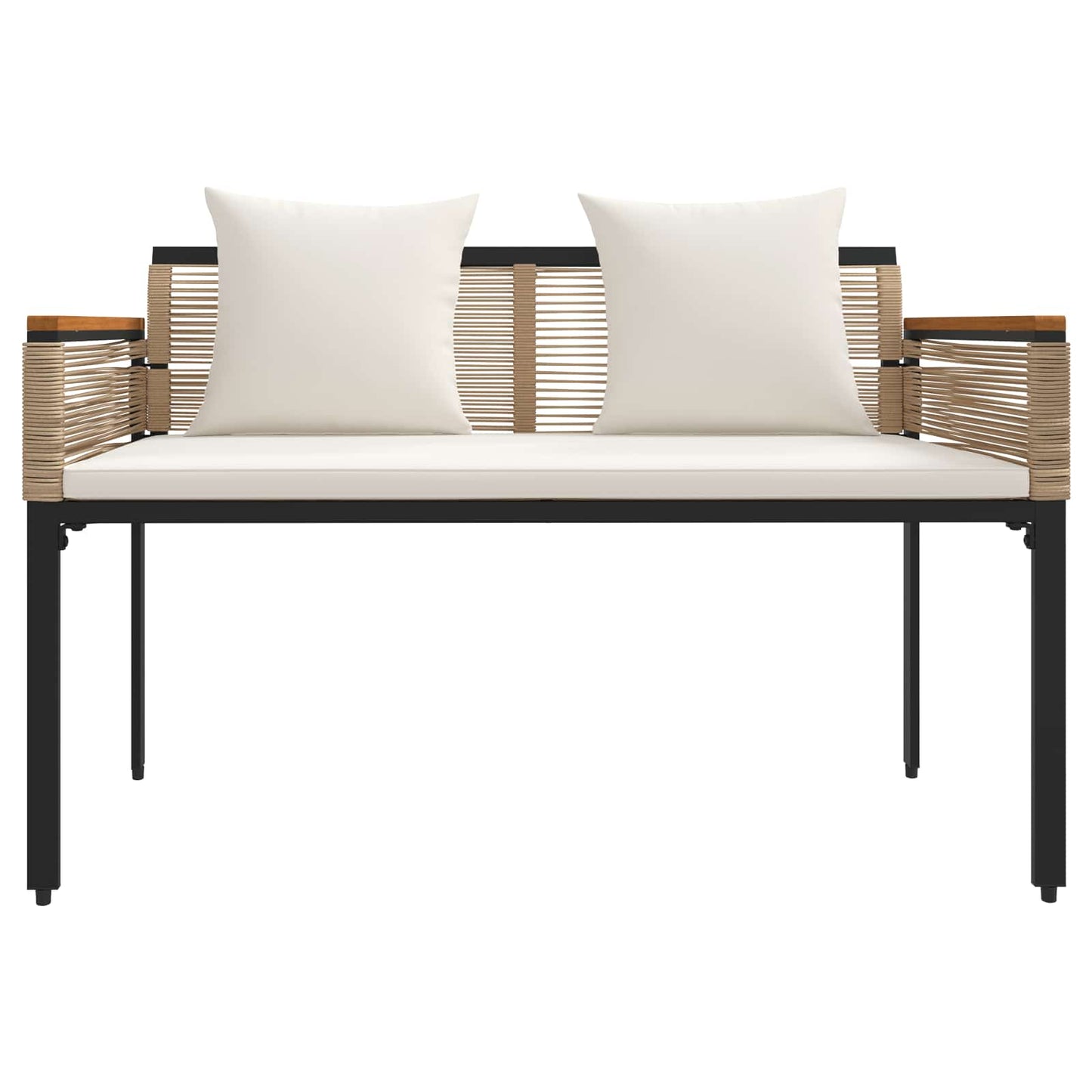 Gartenmöbel Set mit Kissen Beige und Cremeweiß Poly-Rattan