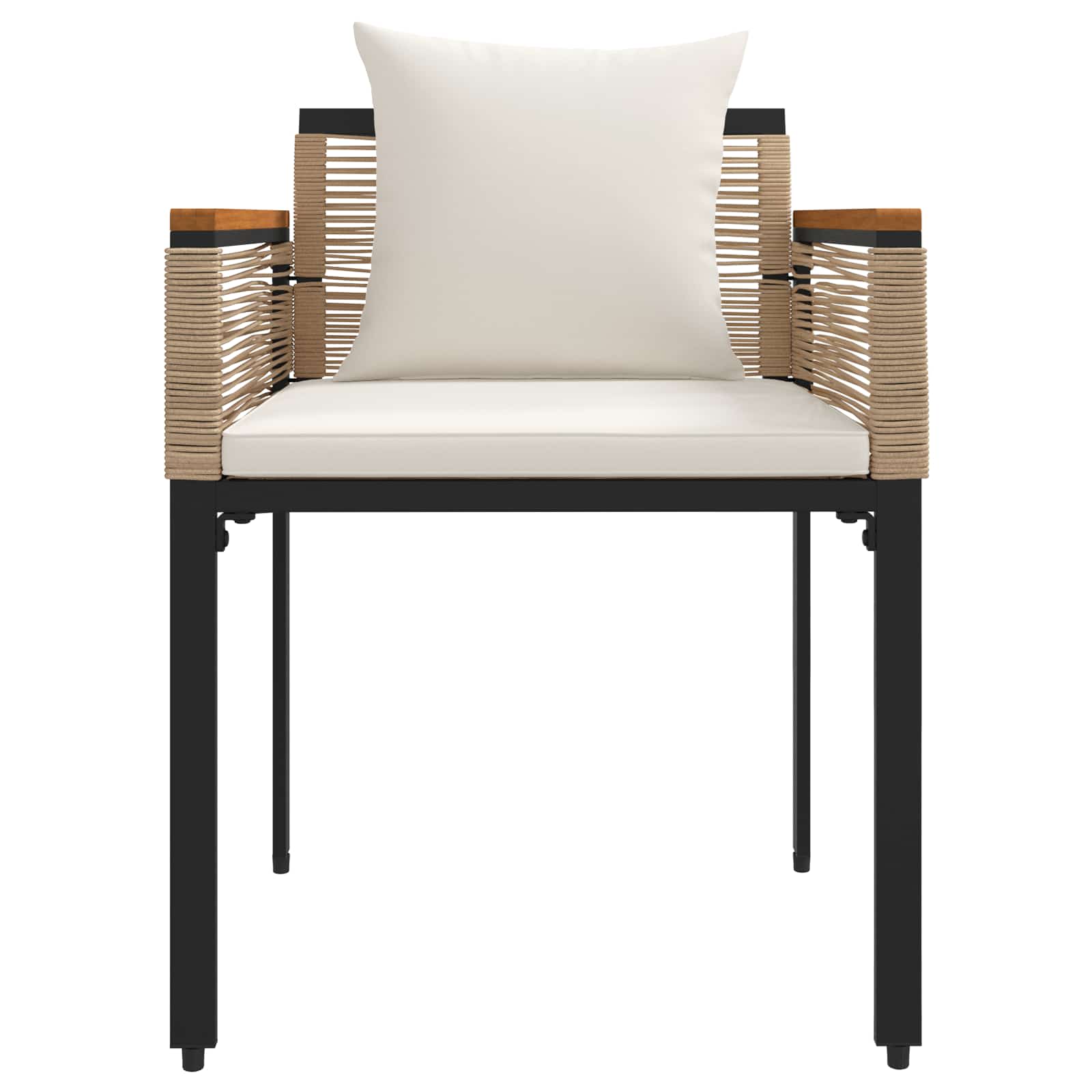 Gartenmöbel Set mit Kissen Beige und Cremeweiß Poly-Rattan
