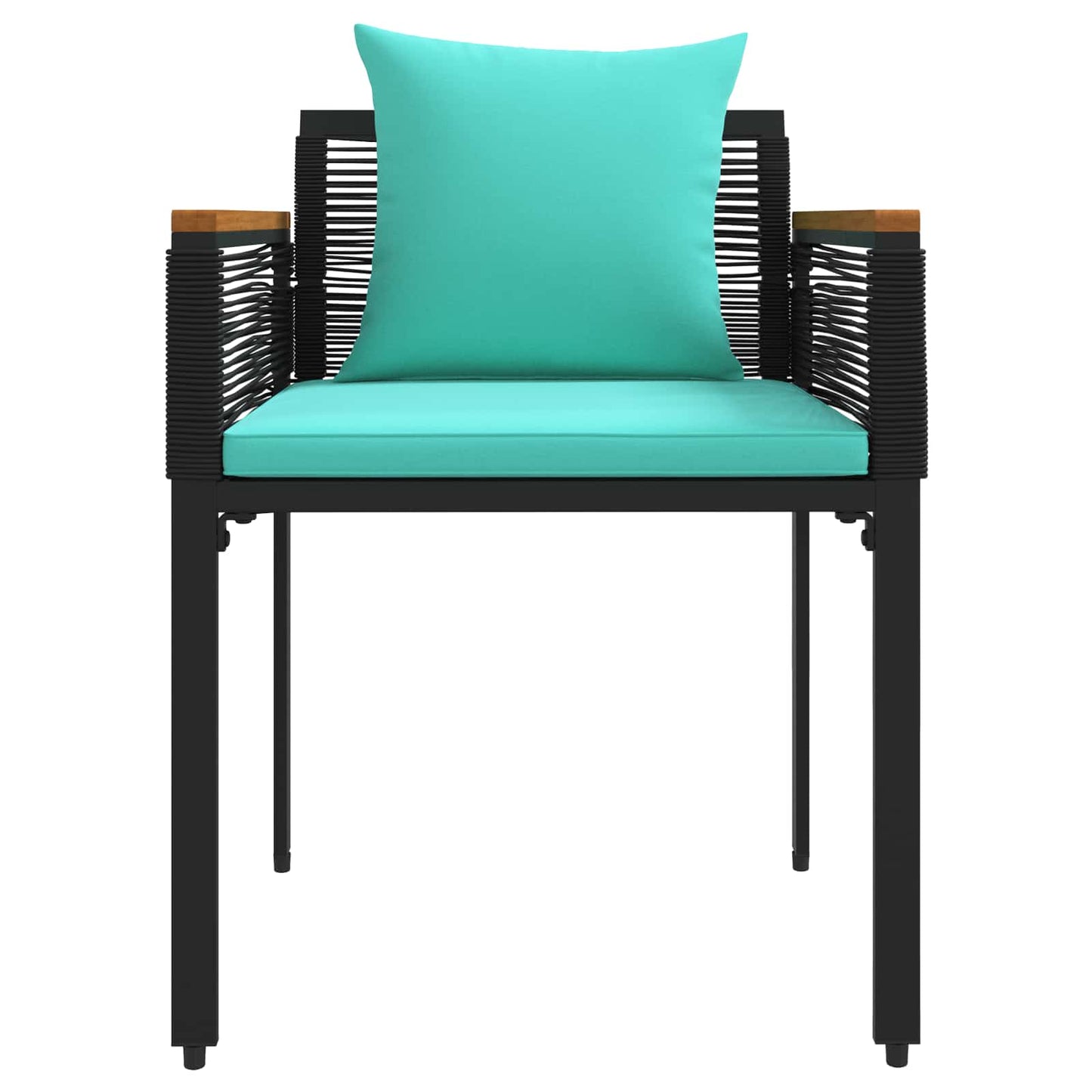 Gartenmöbel Set mit Kissen Schwarz und Türkis Poly-Rattan