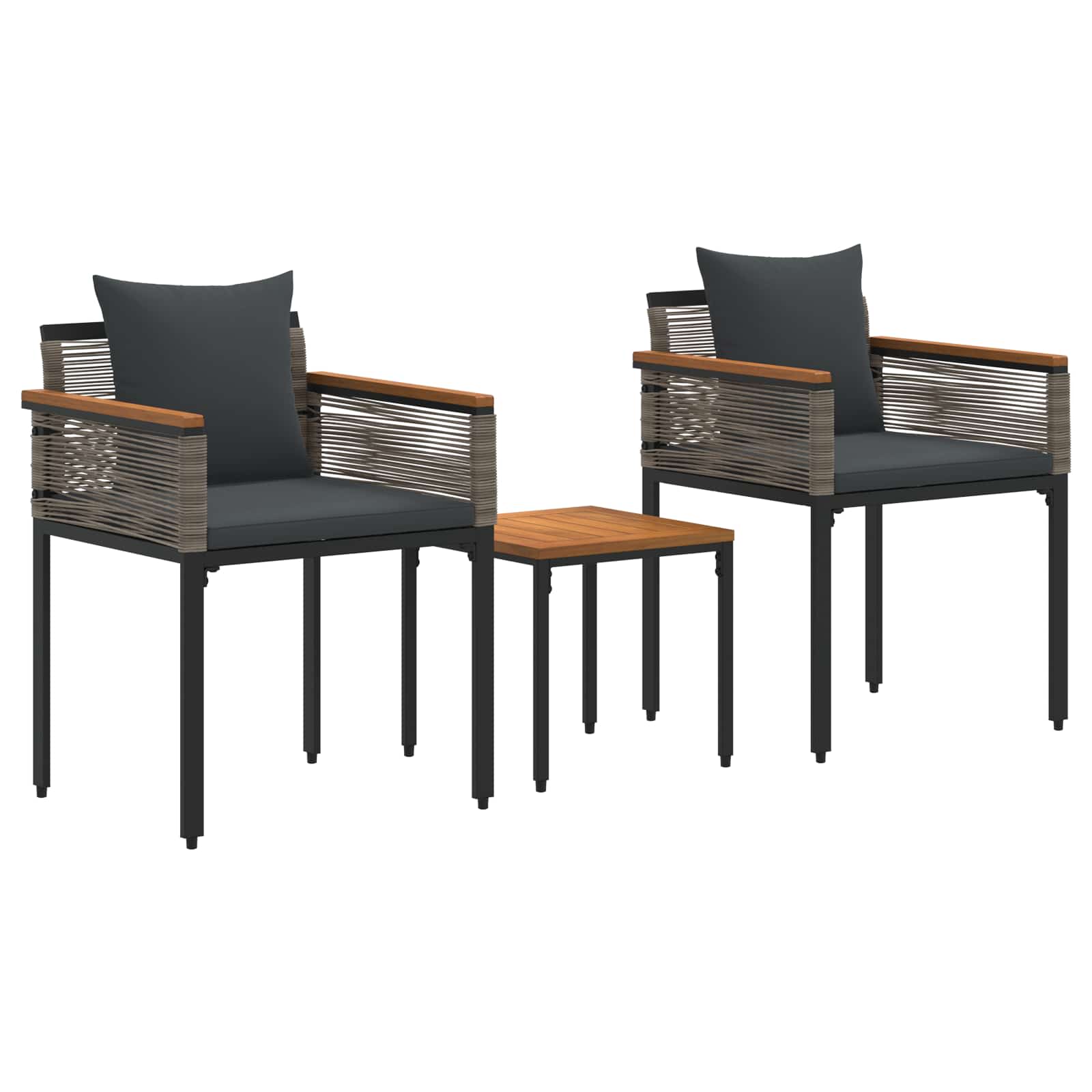 Gartenmöbel Set mit Kissen Grau und Dunkelgrau Poly-Rattan