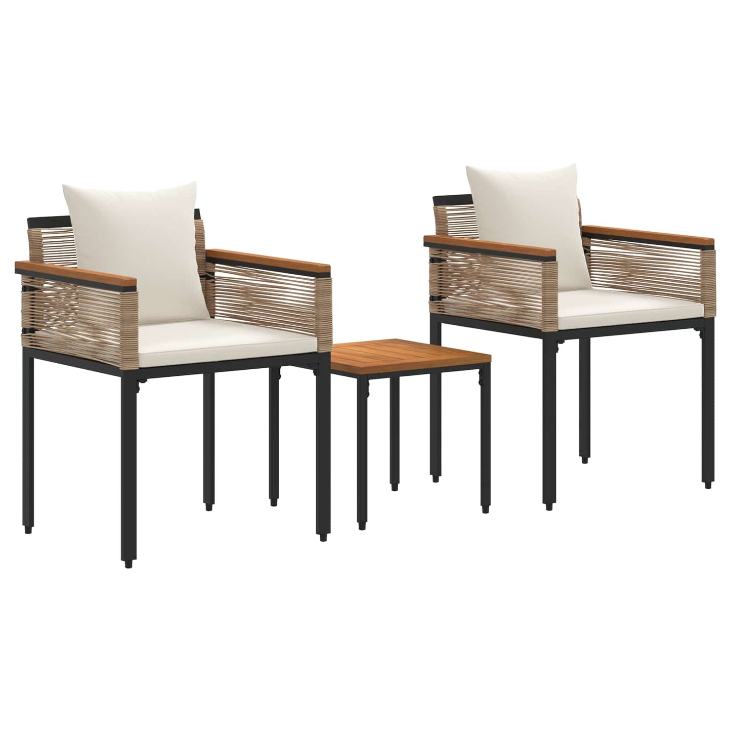 Gartenmöbel Set mit Kissen Beige und Cremeweiß Poly-Rattan