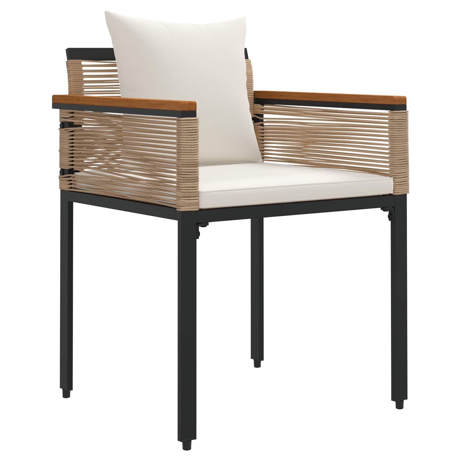 Gartenmöbel Set mit Kissen Beige und Cremeweiß Poly-Rattan