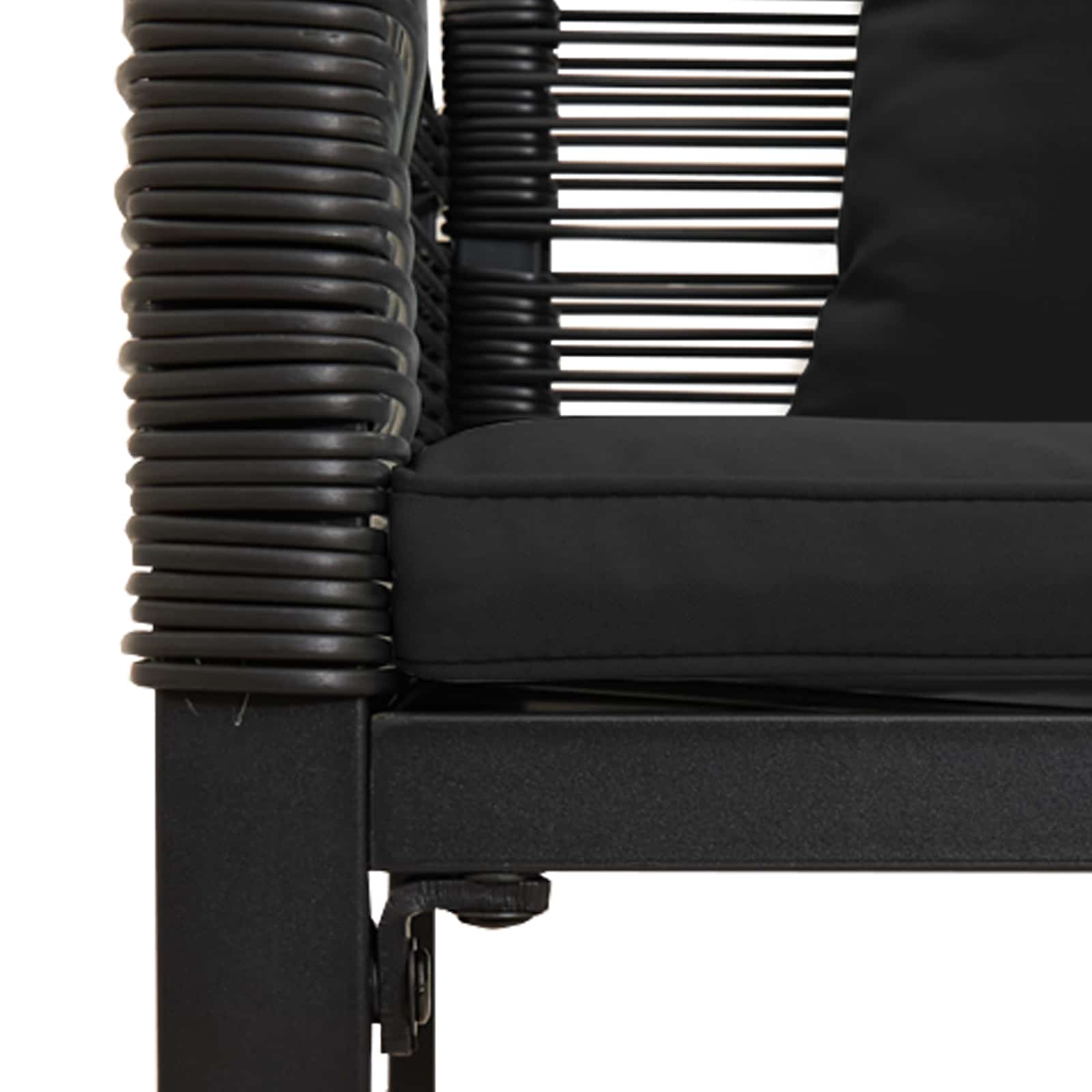 Bank Outdoor 2 -Seater 117 x 54 x 74,5 cm Poly-Rattan Schwarz
