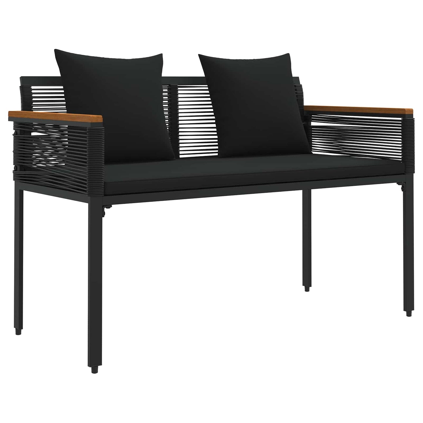 Bank Outdoor 2 -Seater 117 x 54 x 74,5 cm Poly-Rattan Schwarz