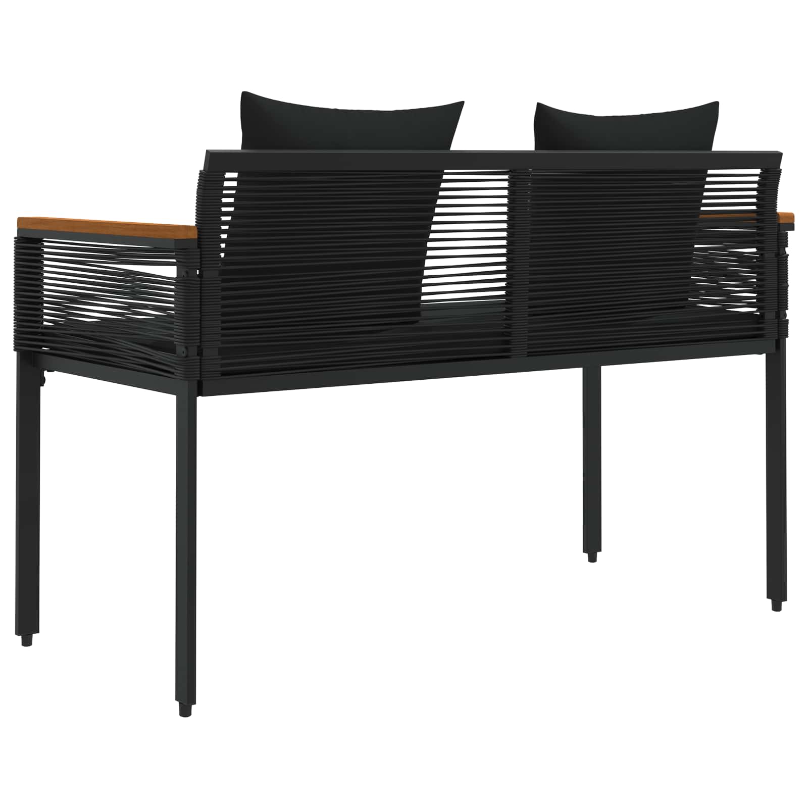 Bank Outdoor 2 -Seater 117 x 54 x 74,5 cm Poly-Rattan Schwarz