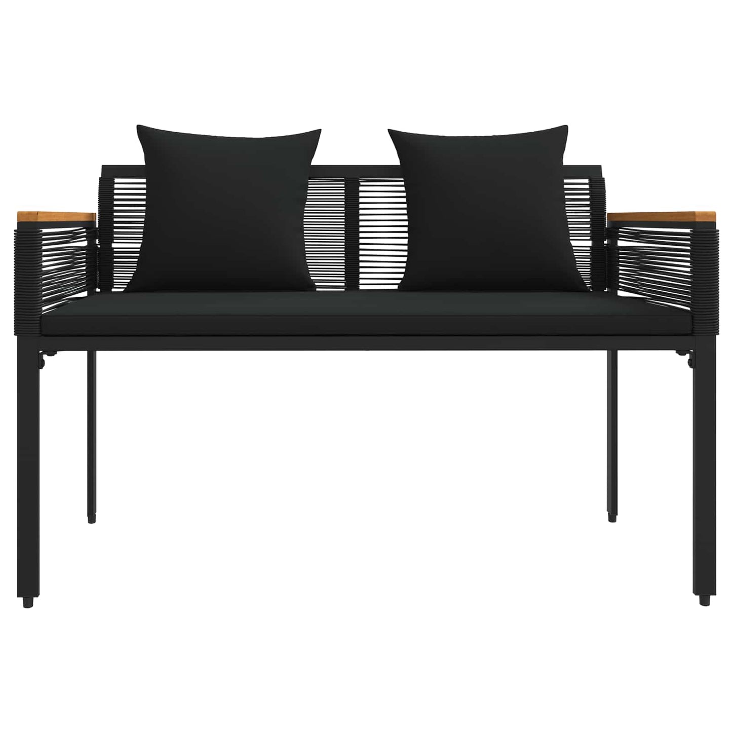 Bank Outdoor 2 -Seater 117 x 54 x 74,5 cm Poly-Rattan Schwarz