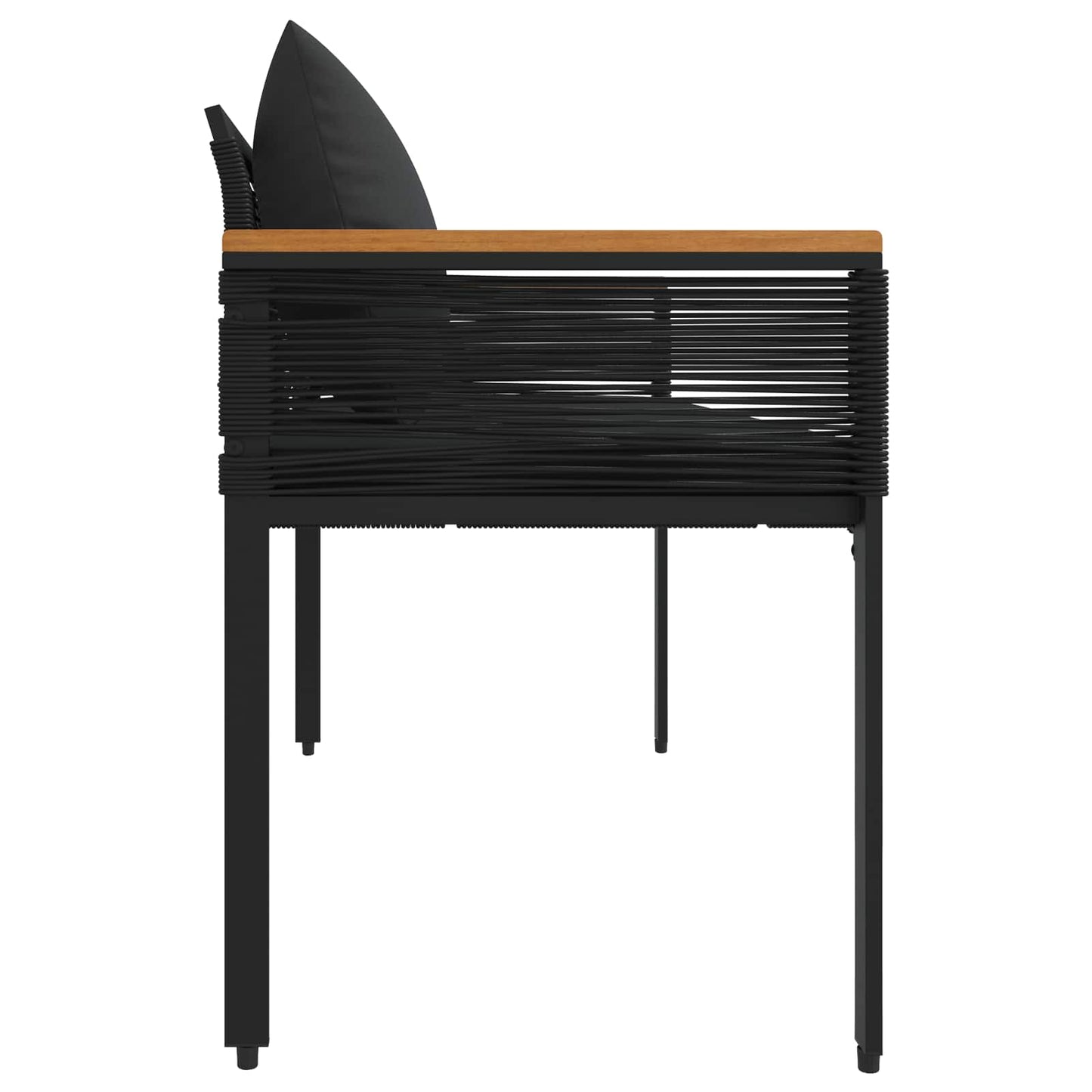 Bank Outdoor 2 -Seater 117 x 54 x 74,5 cm Poly-Rattan Schwarz