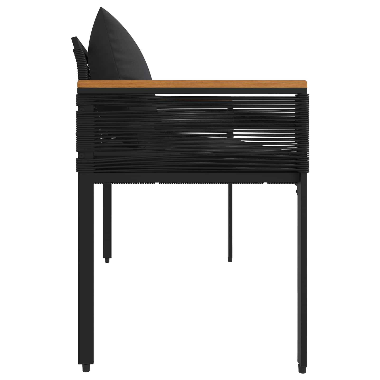 Bank Outdoor 2 -Seater 117 x 54 x 74,5 cm Poly-Rattan Schwarz