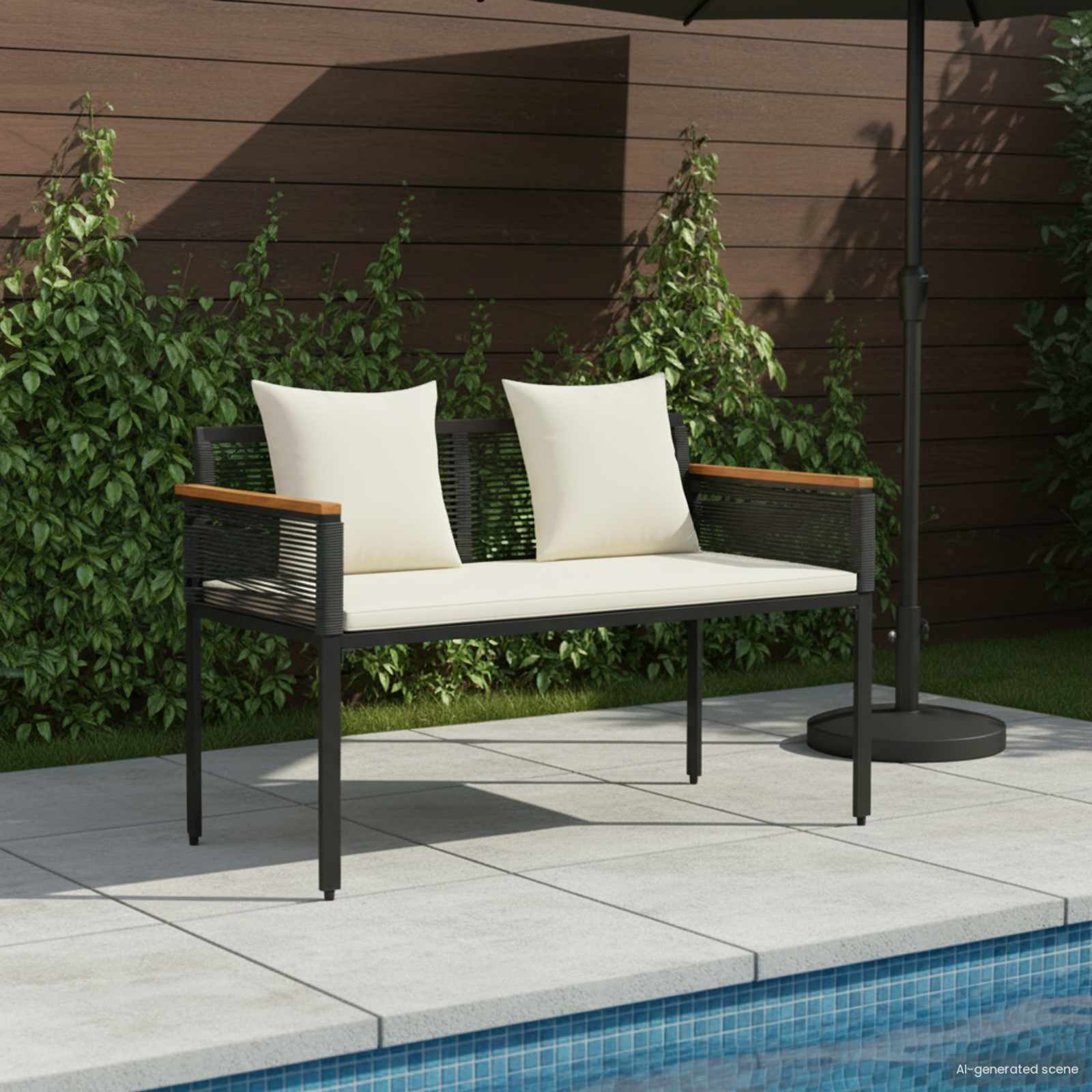 Bank Outdoor 2 -Seater 117 x 54 x 74,5 cm Poly-Rattan