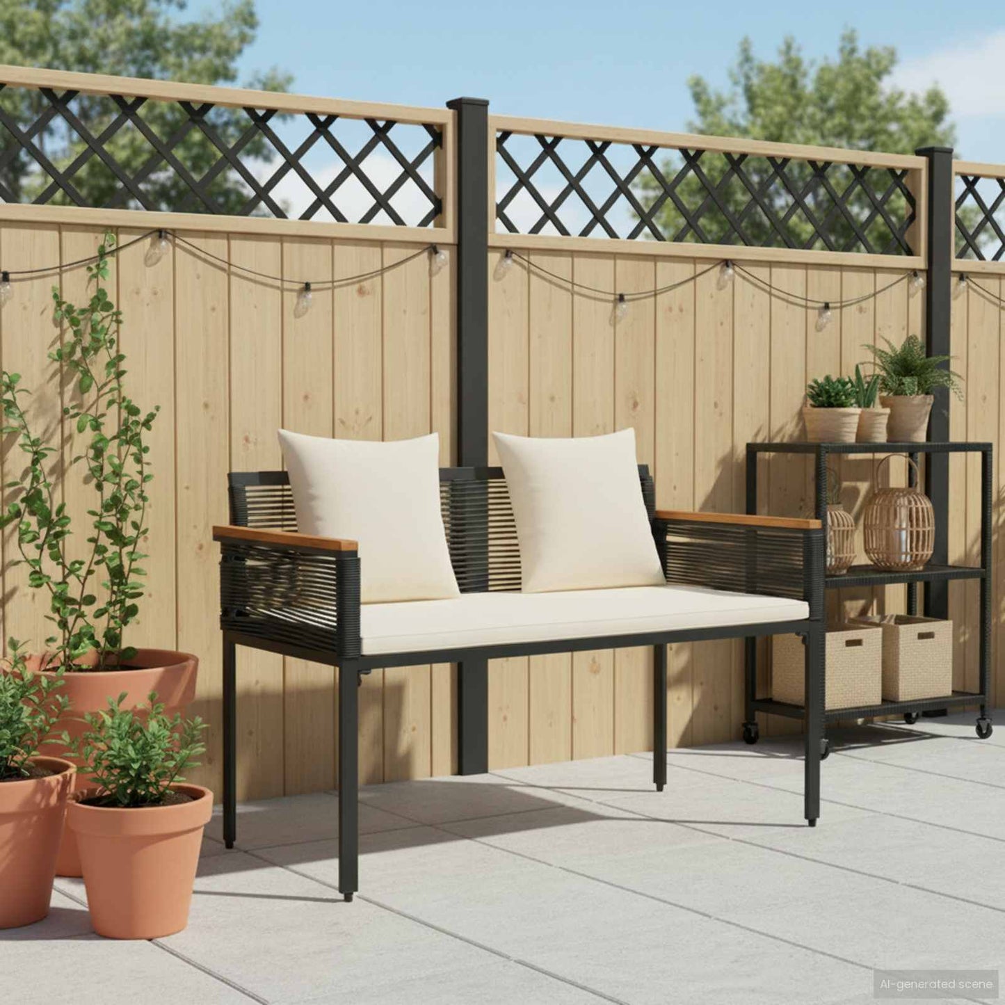 Bank Outdoor 2 -Seater 117 x 54 x 74,5 cm Poly-Rattan