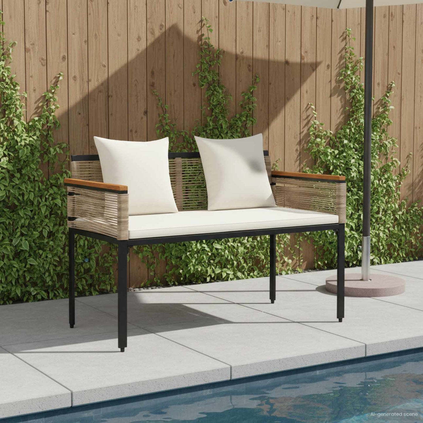 Bank Outdoor 2 -Seater 117 x 54 x 74,5 cm Poly-Rattan