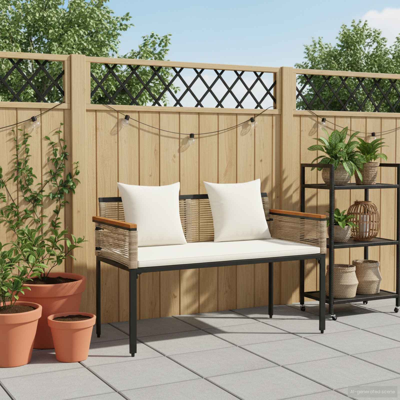 Bank Outdoor 2 -Seater 117 x 54 x 74,5 cm Poly-Rattan