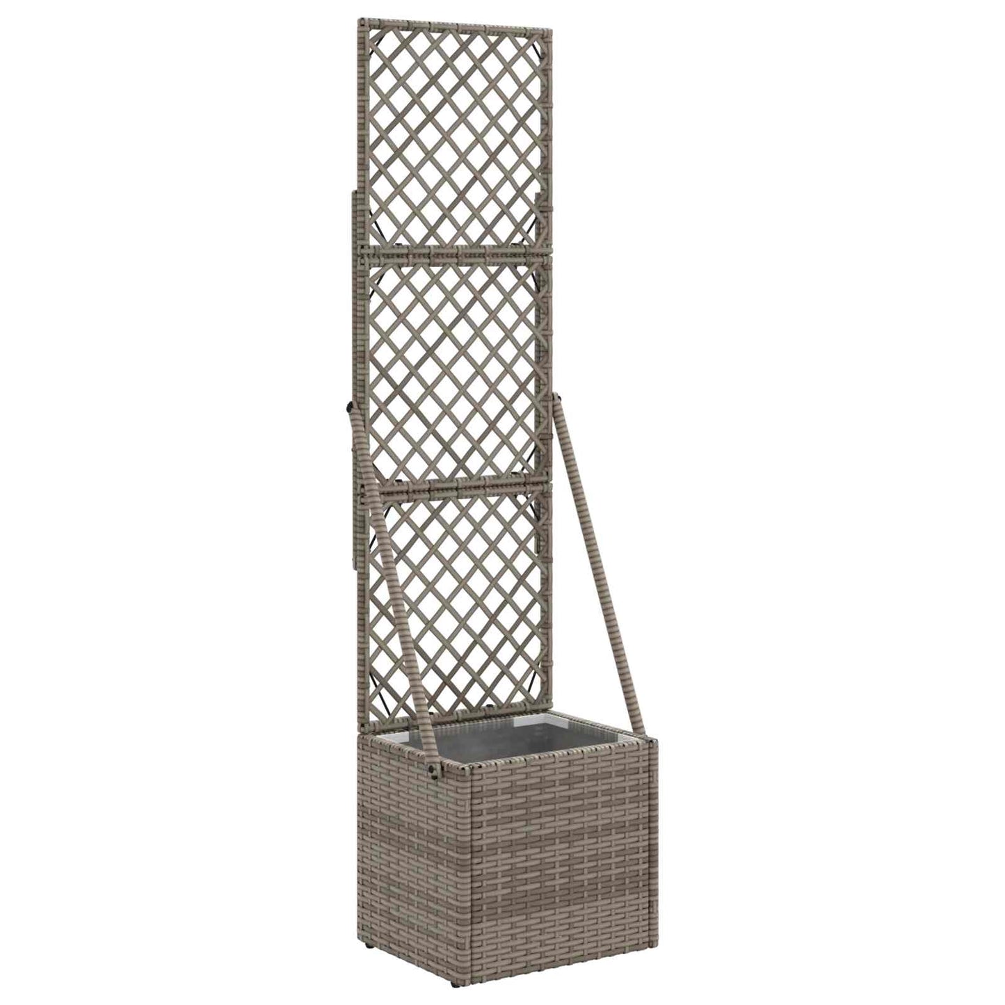 Gartenpflanzer mit Gitter Grau 35 x 30 x 135 cm Poly-Rattan