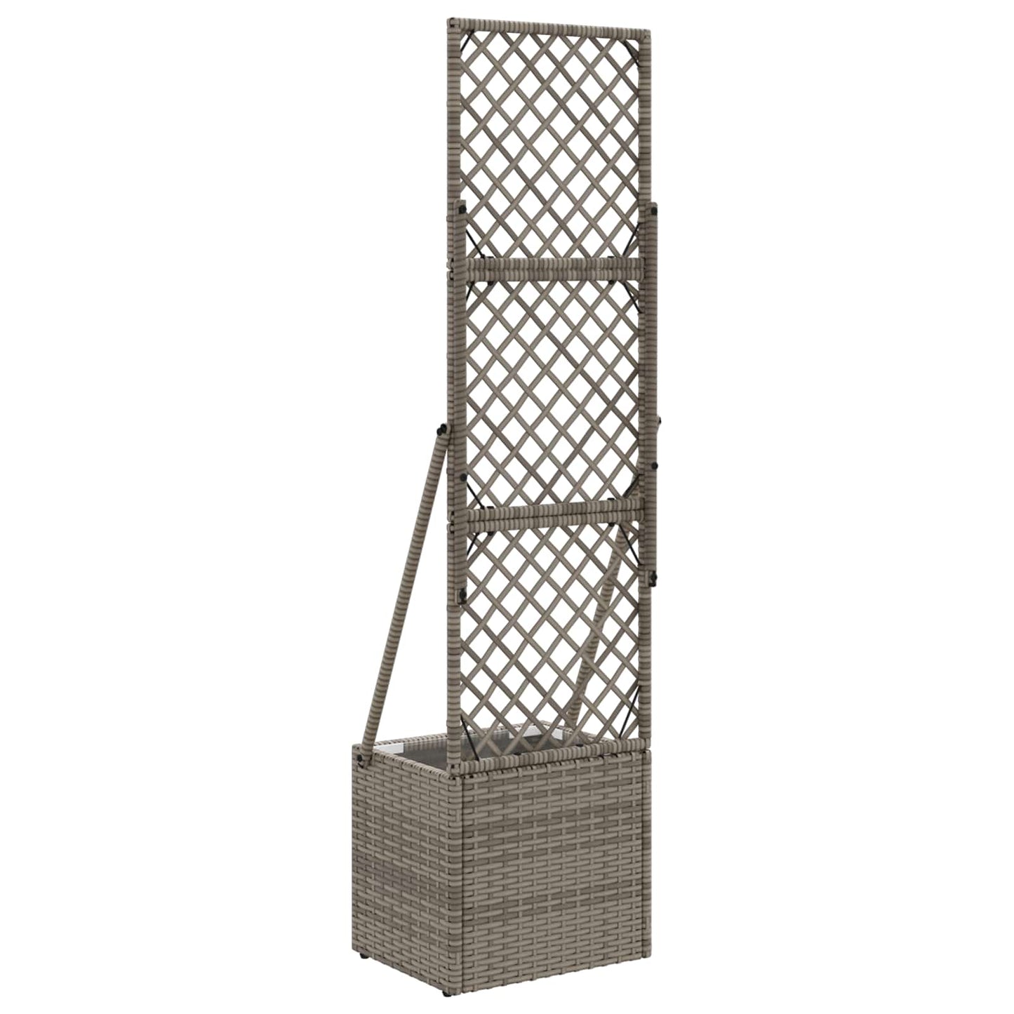 Gartenpflanzer mit Gitter Grau 35 x 30 x 135 cm Poly-Rattan