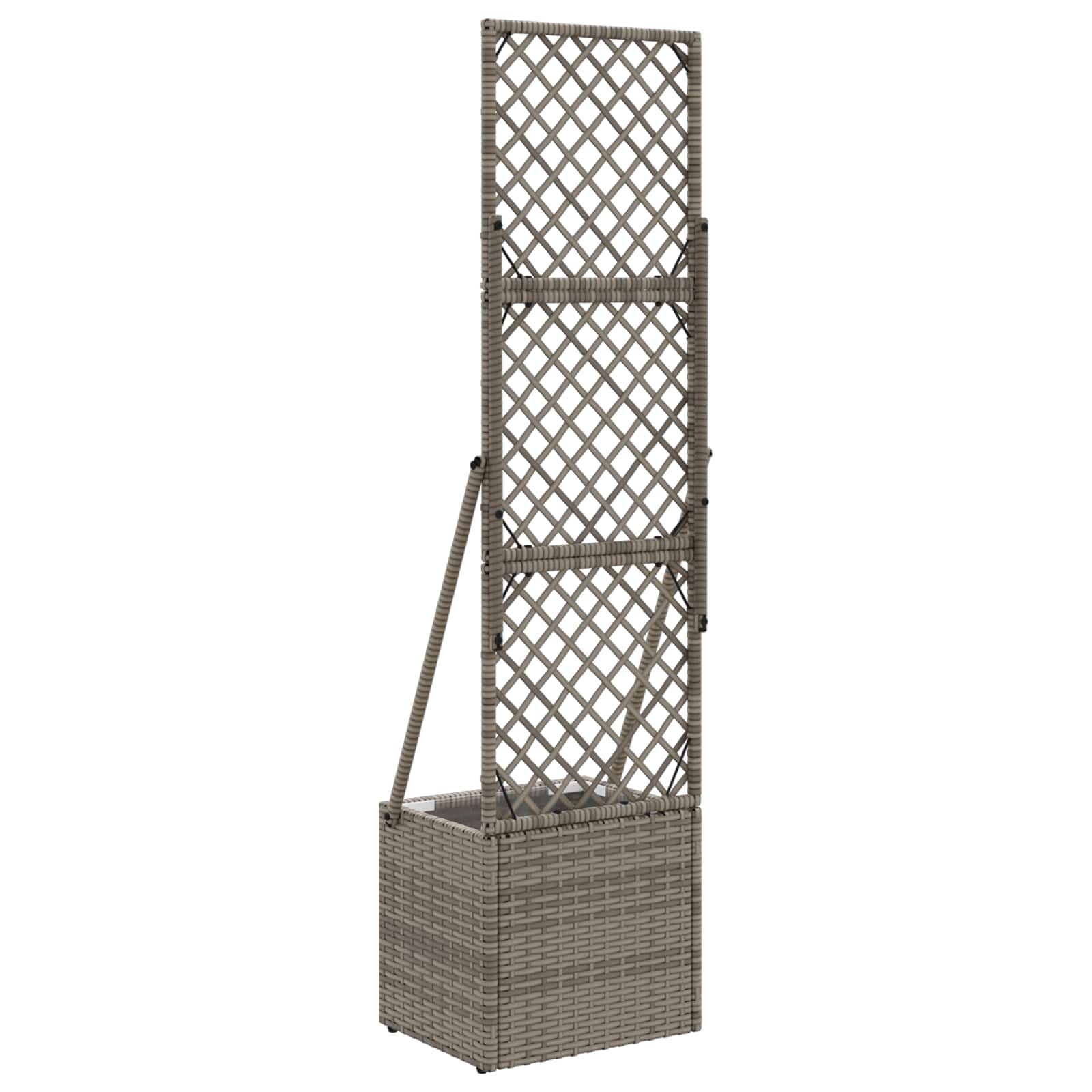 Gartenpflanzer mit Gitter Grau 35 x 30 x 135 cm Poly-Rattan