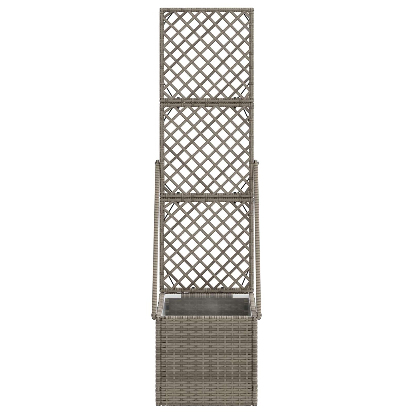 Gartenpflanzer mit Gitter Grau 35 x 30 x 135 cm Poly-Rattan