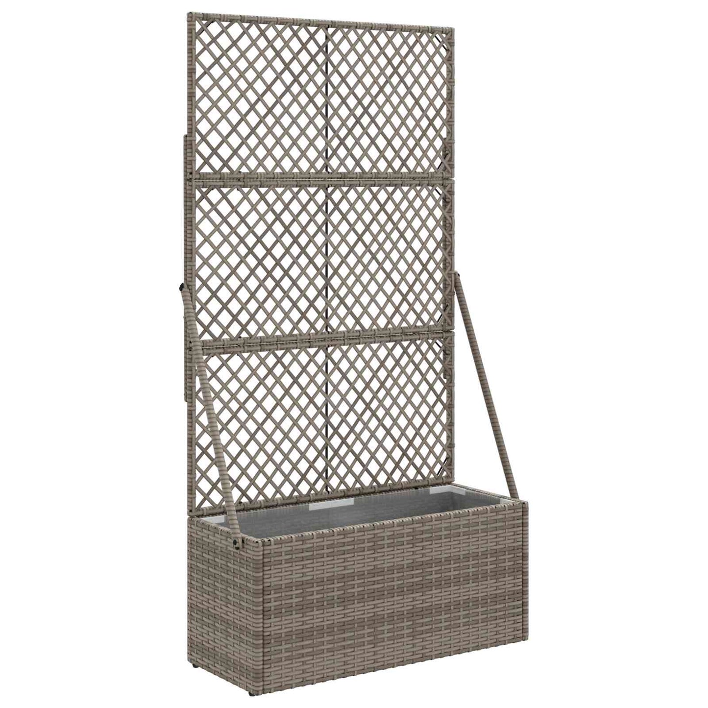 Gartenpflanzer mit Gitter Grau 70 x 30 x 135 cm Poly-Rattan