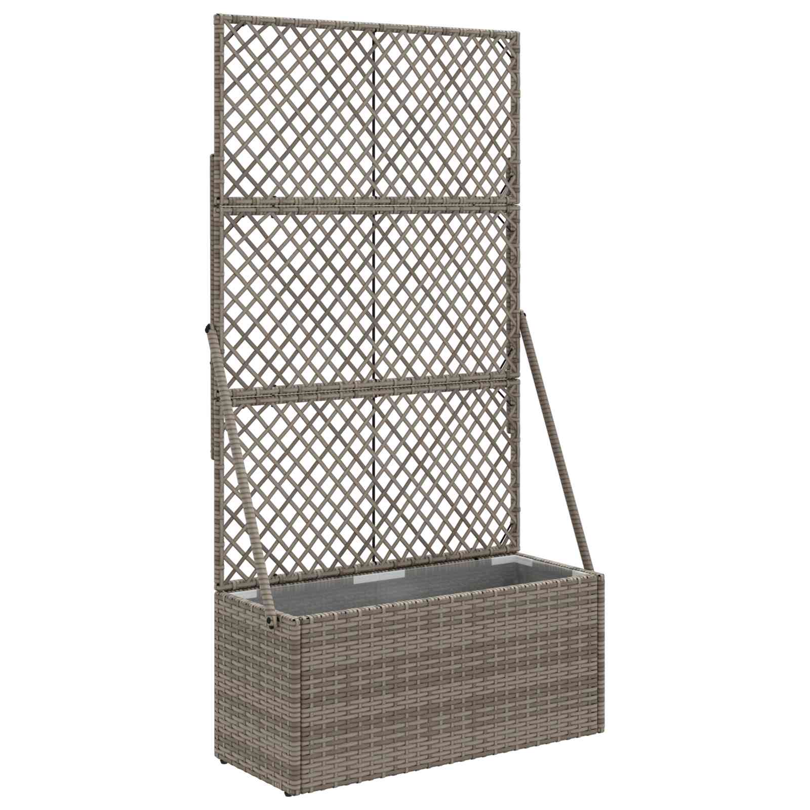 Gartenpflanzer mit Gitter Grau 70 x 30 x 135 cm Poly-Rattan