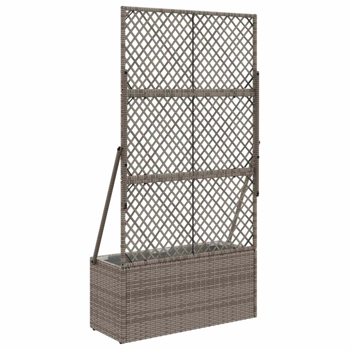 Gartenpflanzer mit Gitter Grau 70 x 30 x 135 cm Poly-Rattan