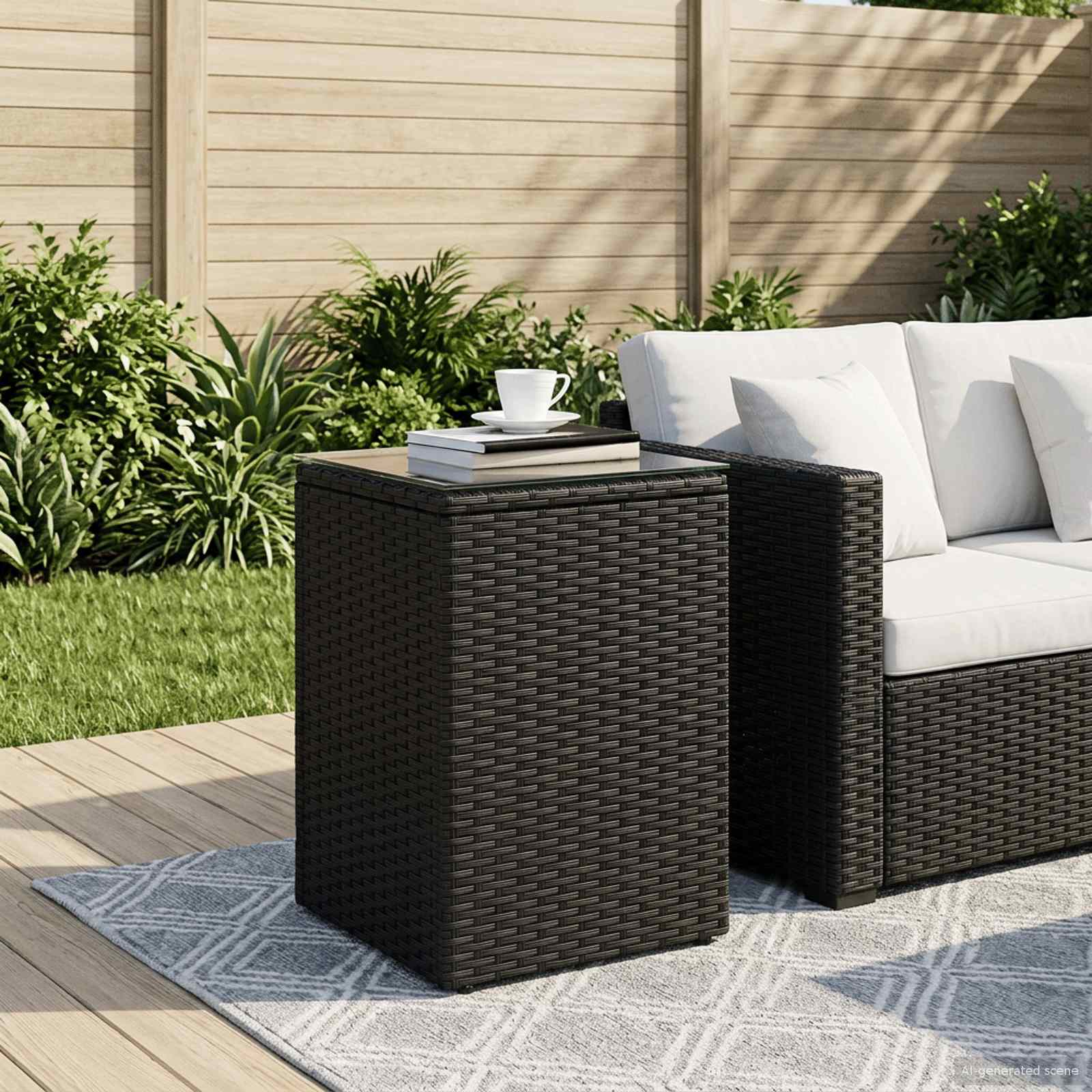 Beistelltisch Schwarz Poly-Rattan
