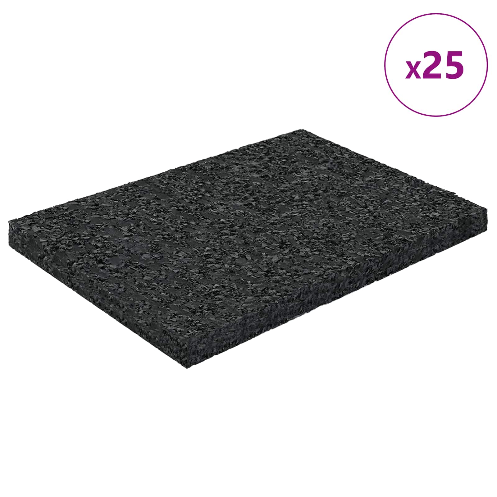 Gummigranulat-Patiopad Schwarz 6 x 9 x 0,6 cm Gummi