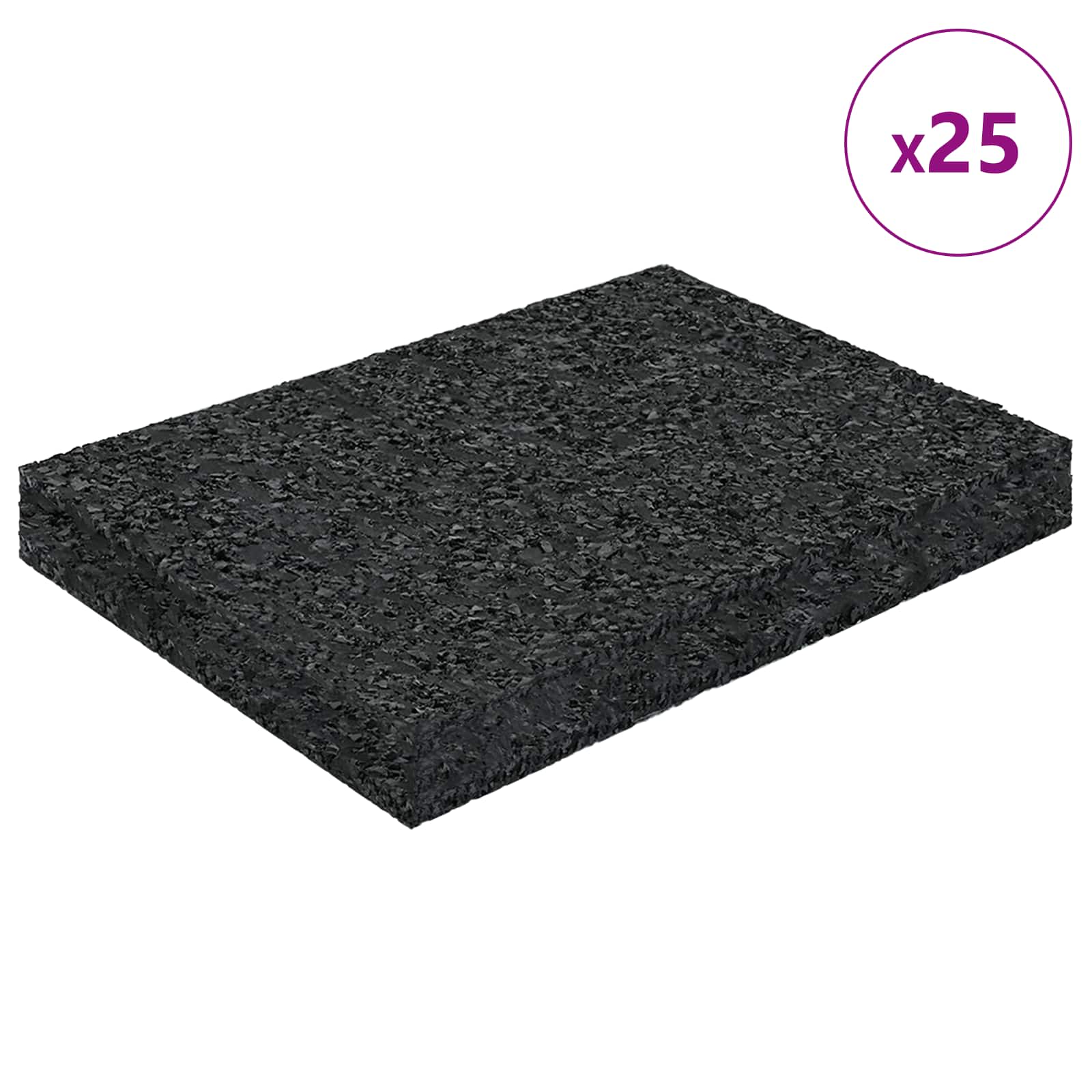 Gummigranulat-Patiopad Schwarz 6 x 9 x 1 cm Gummi