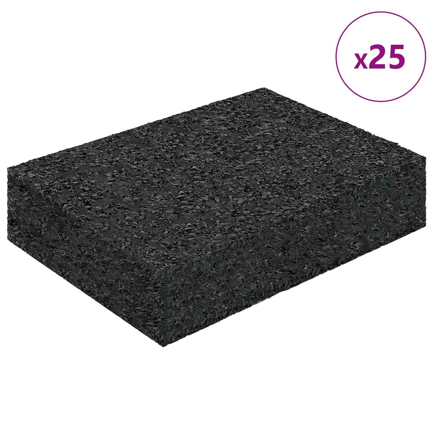 Gummigranulat-Patiopad 25 stk. Schwarz 9 x 6 x 2 cm Gummi
