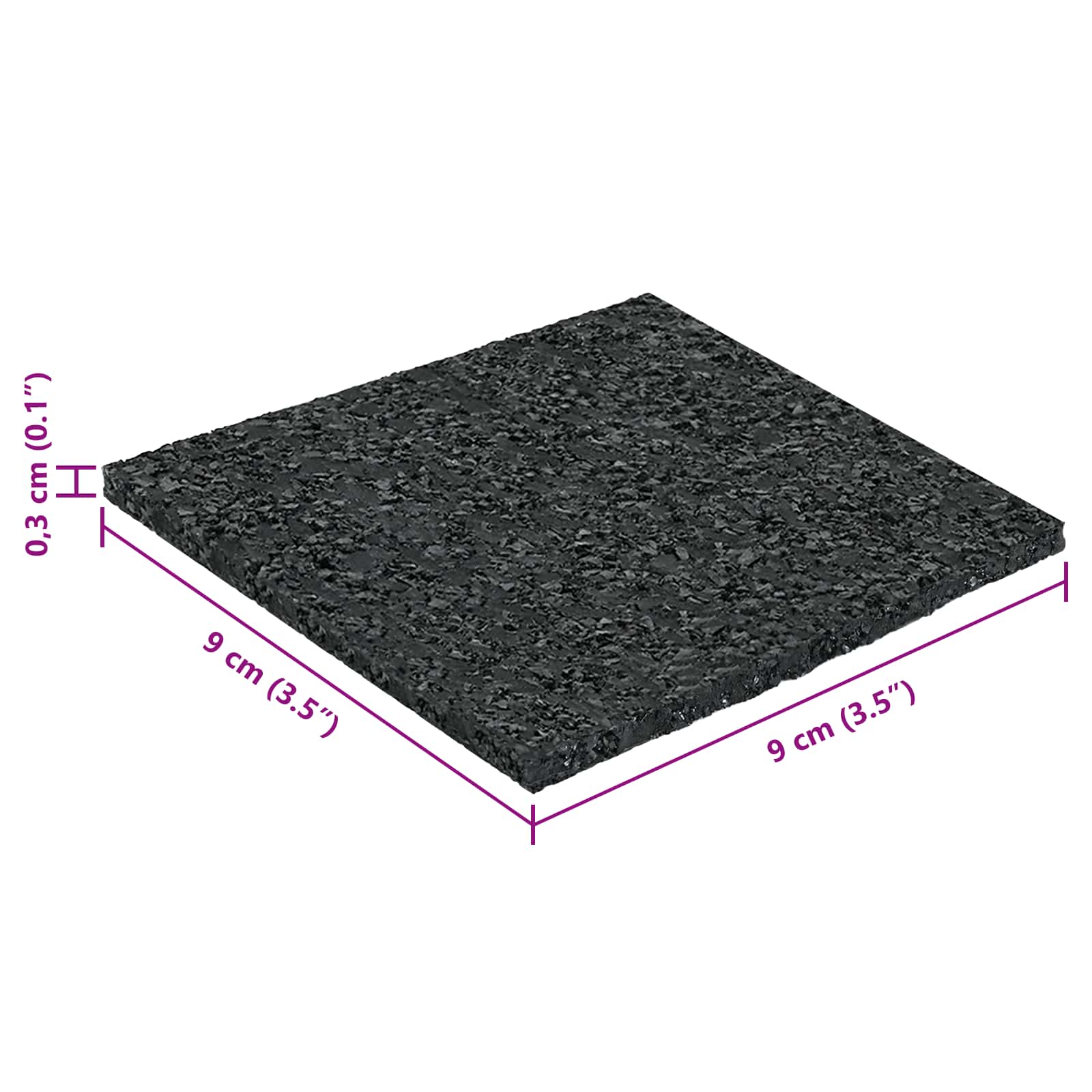Gummigranulat-Patiopad Schwarz 9 x 9 x 0,3 cm Gummi